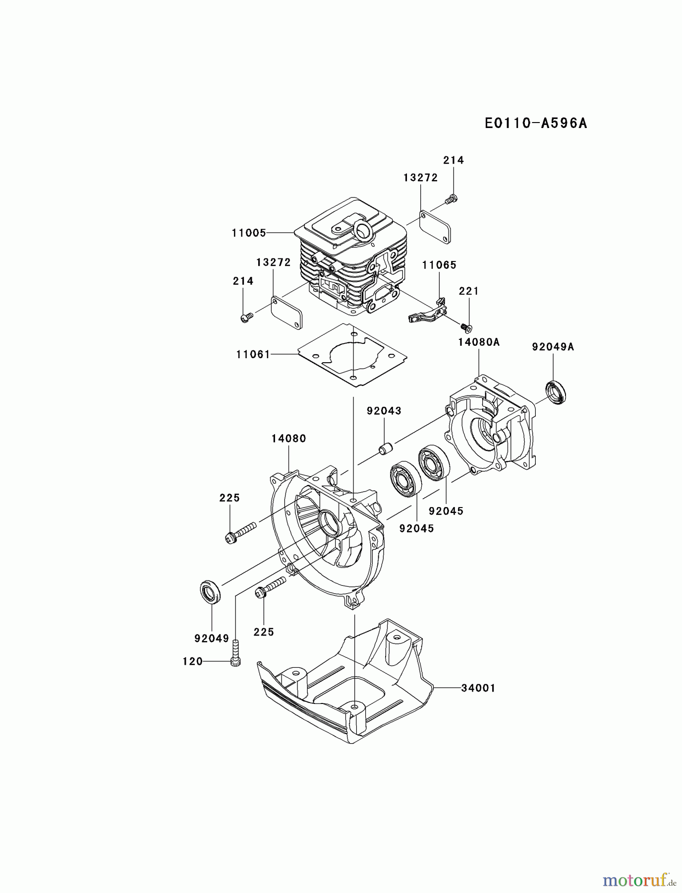  Kawasaki Geräte Trimmer, Faden / Bürste KBL35A-A1 (KBL35A) - Kawasaki Brush Cutter CYLINDER/CRANKCASE