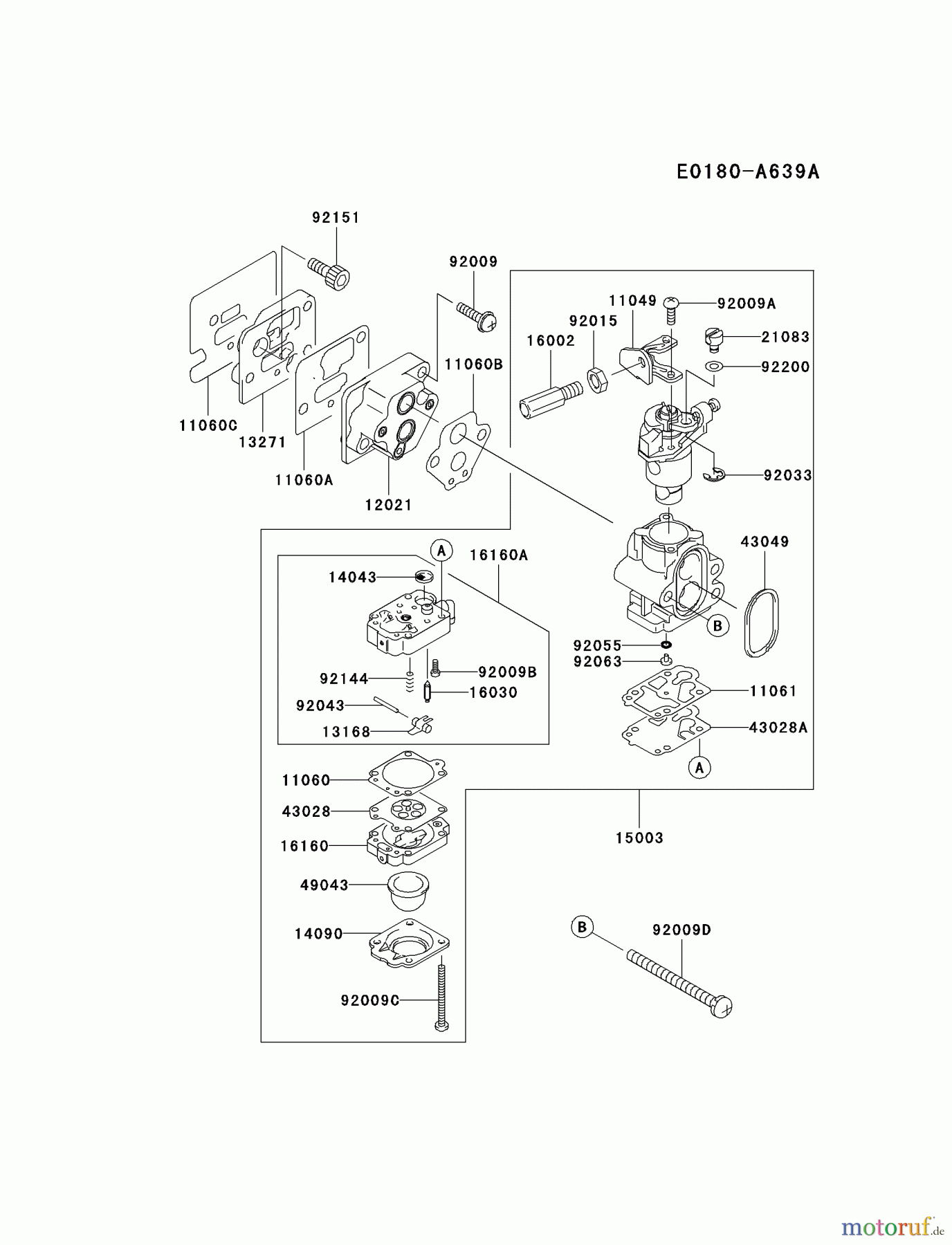  Kawasaki Geräte Trimmer, Faden / Bürste KTR26AC-A3 (KTR26AC) - Kawasaki Grass Trimmer CARBURETOR