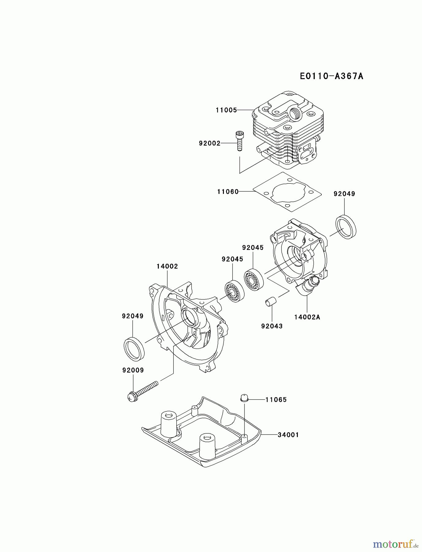  Kawasaki Geräte Trimmer, Faden / Bürste KTR26AC-A3 (KTR26AC) - Kawasaki Grass Trimmer CYLINDER/CRANKCASE