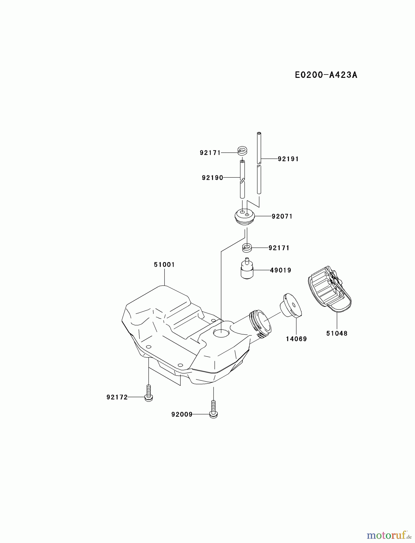  Kawasaki Geräte Trimmer, Faden / Bürste KGT27A-A1 (KGT27A) - Kawasaki Grass Trimmer FUEL-TANK/FUEL-VALVE