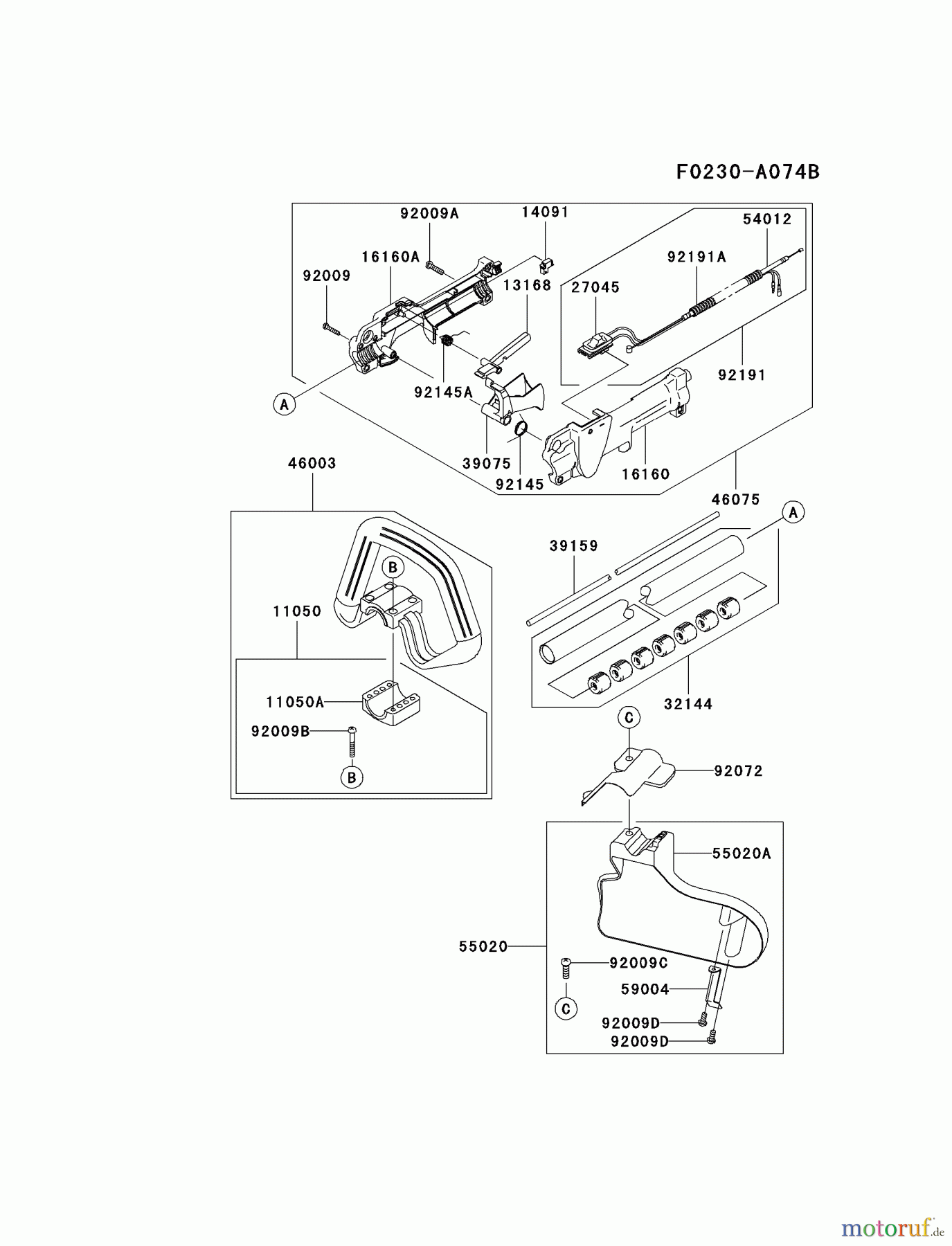  Kawasaki Geräte Trimmer, Faden / Bürste KGT27B-A1 (KGT27B) - Kawasaki Grass Trimmer PIPE/HANDLE/GUARD