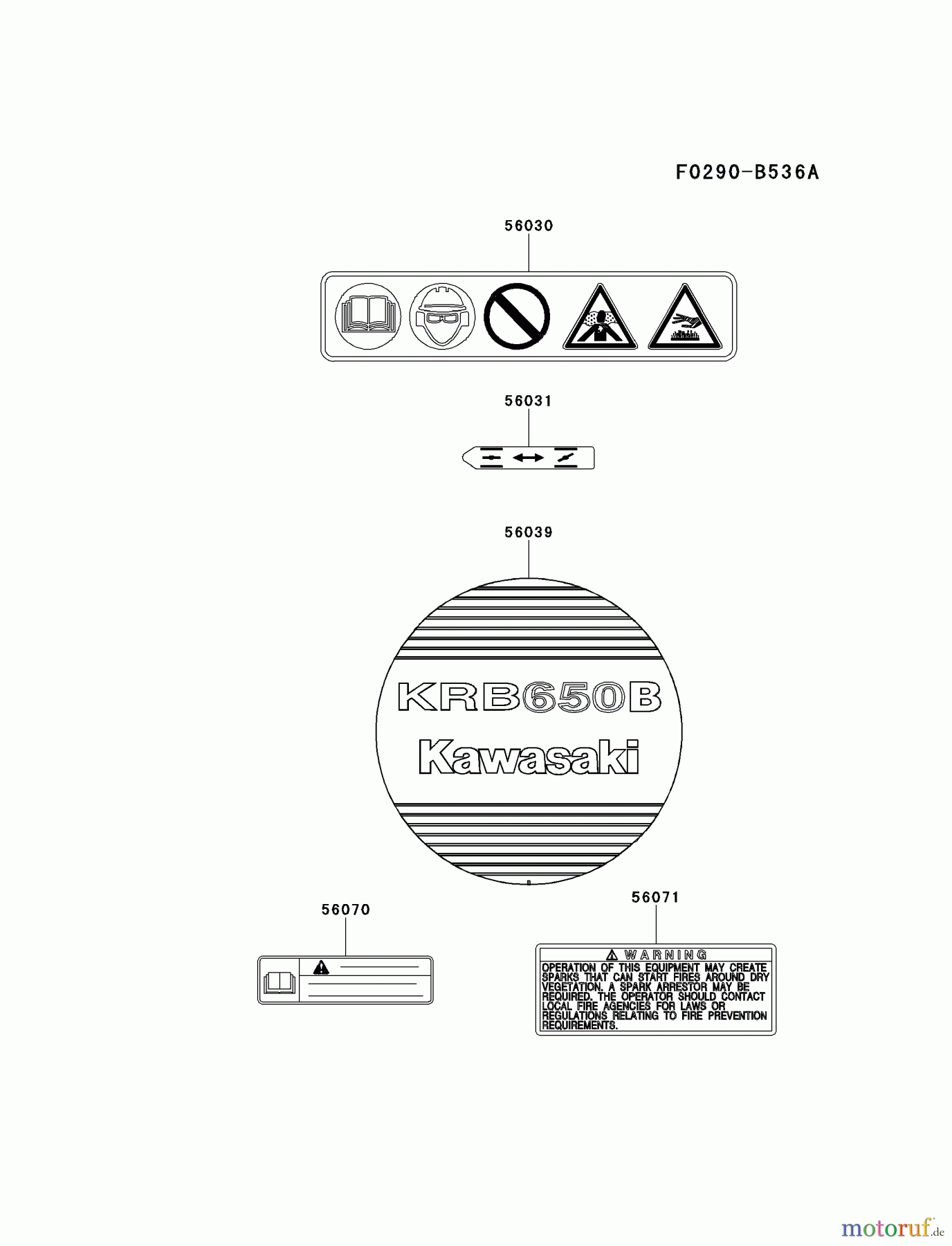  Kawasaki Geräte Bläser / Sauger / Häcksler / Zerkleinerer KRB650B-A3 (KRB650B) - Kawasaki Backpack Blower LABEL