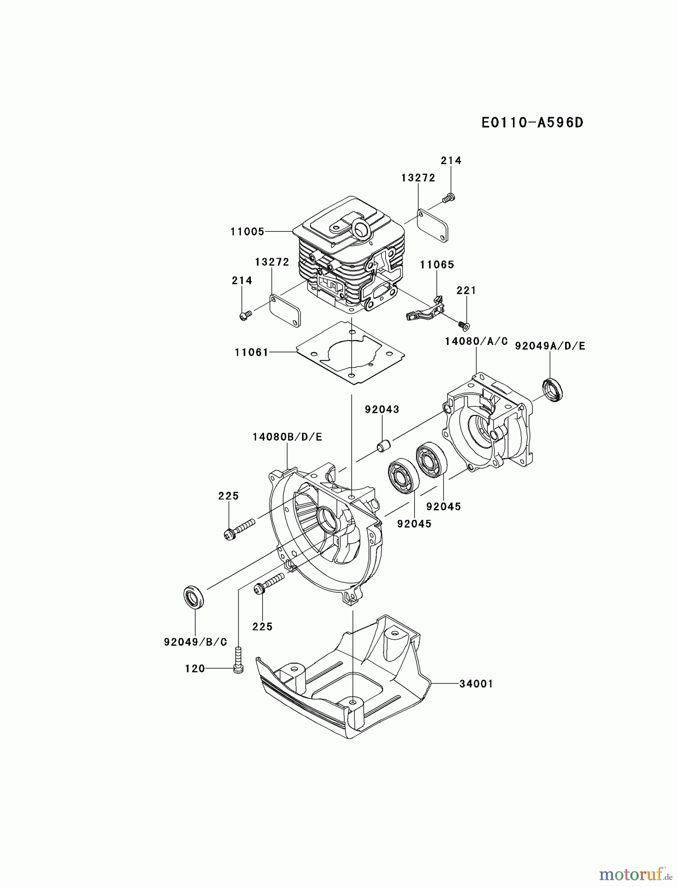  Kawasaki Geräte Trimmer, Faden / Bürste KGT35B-A1 (KGT35B) - Kawasaki Grass Trimmer CYLINDER/CRANKCASE