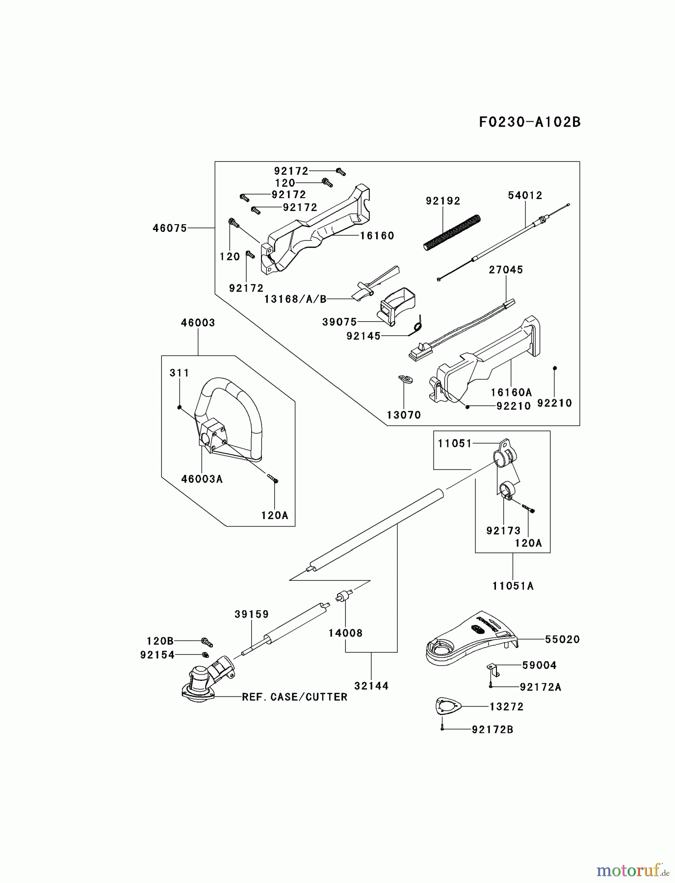  Kawasaki Geräte Trimmer, Faden / Bürste KGT35B-A1 (KGT35B) - Kawasaki Grass Trimmer PIPE/HANDLE/GUARD