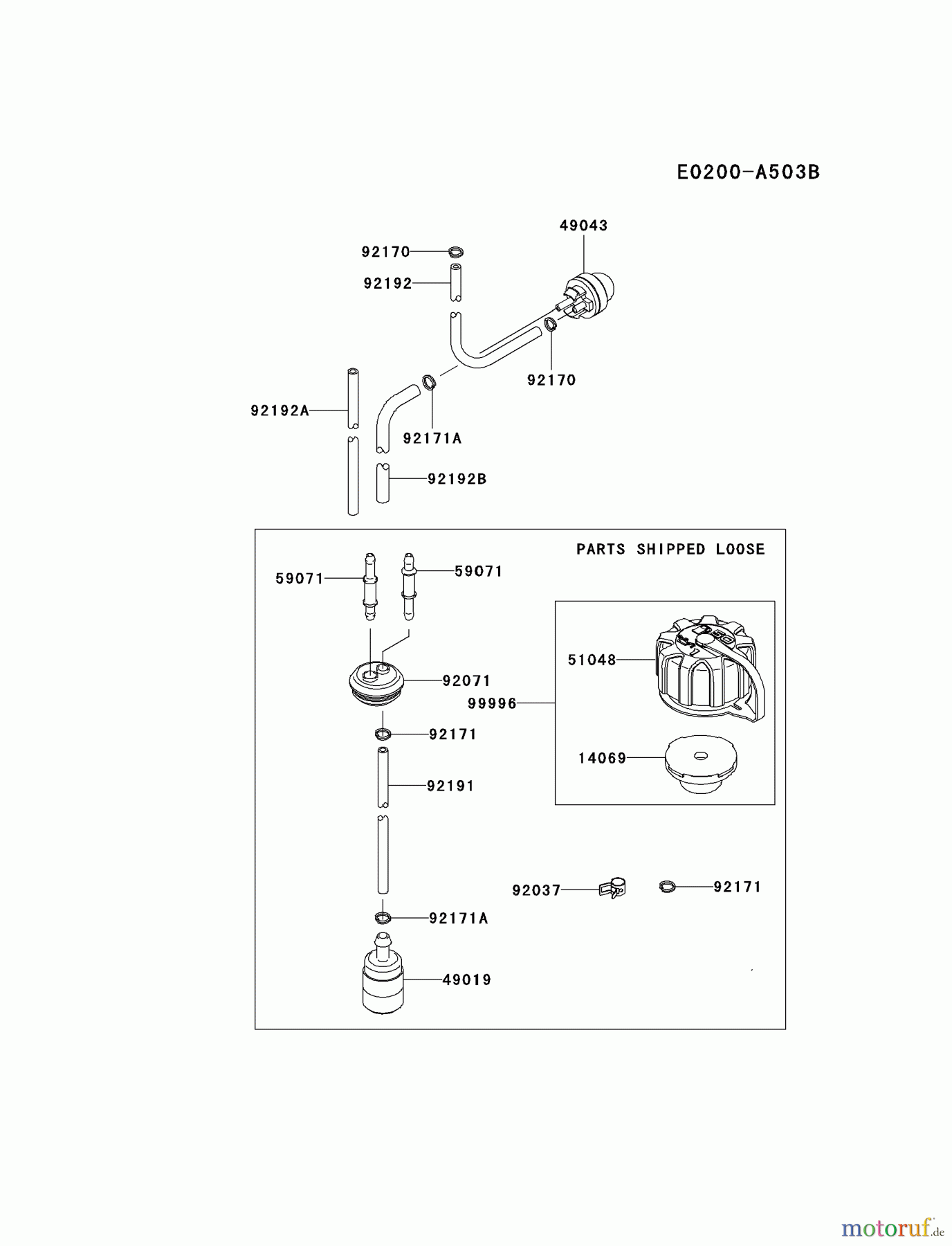  Kawasaki Geräte Bläser / Sauger / Häcksler / Zerkleinerer KRB650BC-A1 (KRB650BC) - Kawasaki Backpack Blower FUEL-TANK/FUEL-VALVE