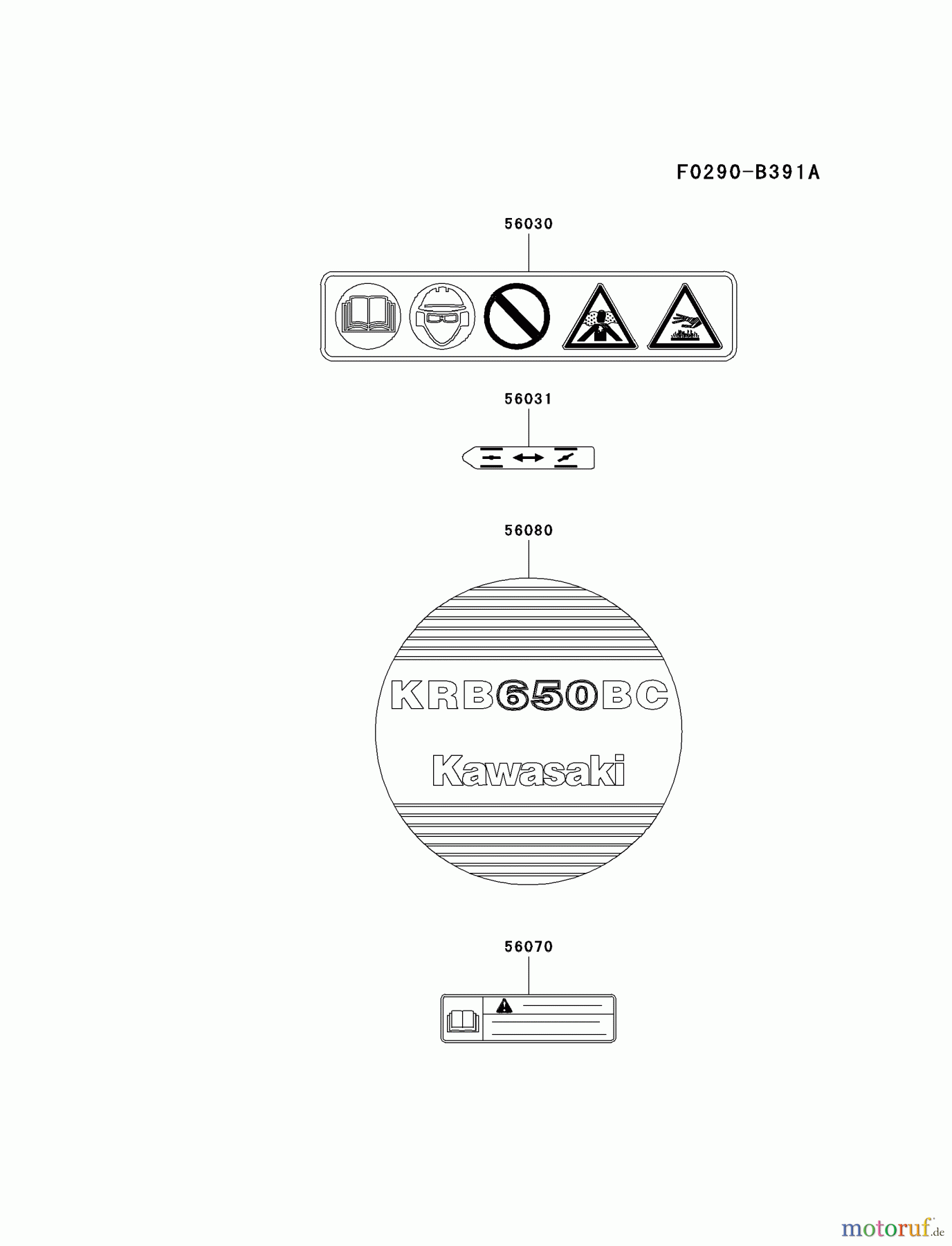  Kawasaki Geräte Bläser / Sauger / Häcksler / Zerkleinerer KRB650BC-A1 (KRB650BC) - Kawasaki Backpack Blower LABEL