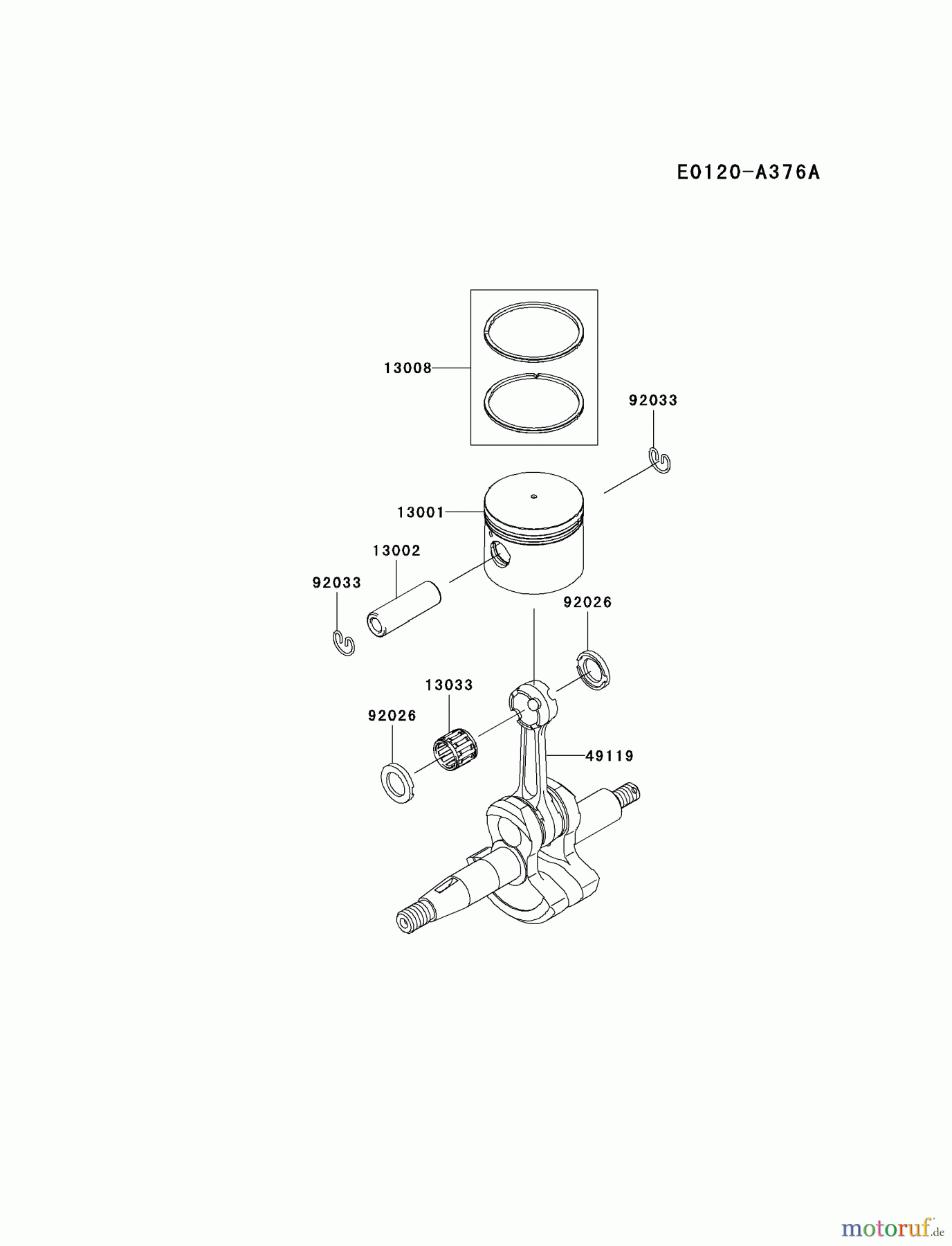  Kawasaki Geräte Bläser / Sauger / Häcksler / Zerkleinerer KRB650BC-A1 (KRB650BC) - Kawasaki Backpack Blower PISTON/CRANKSHAFT