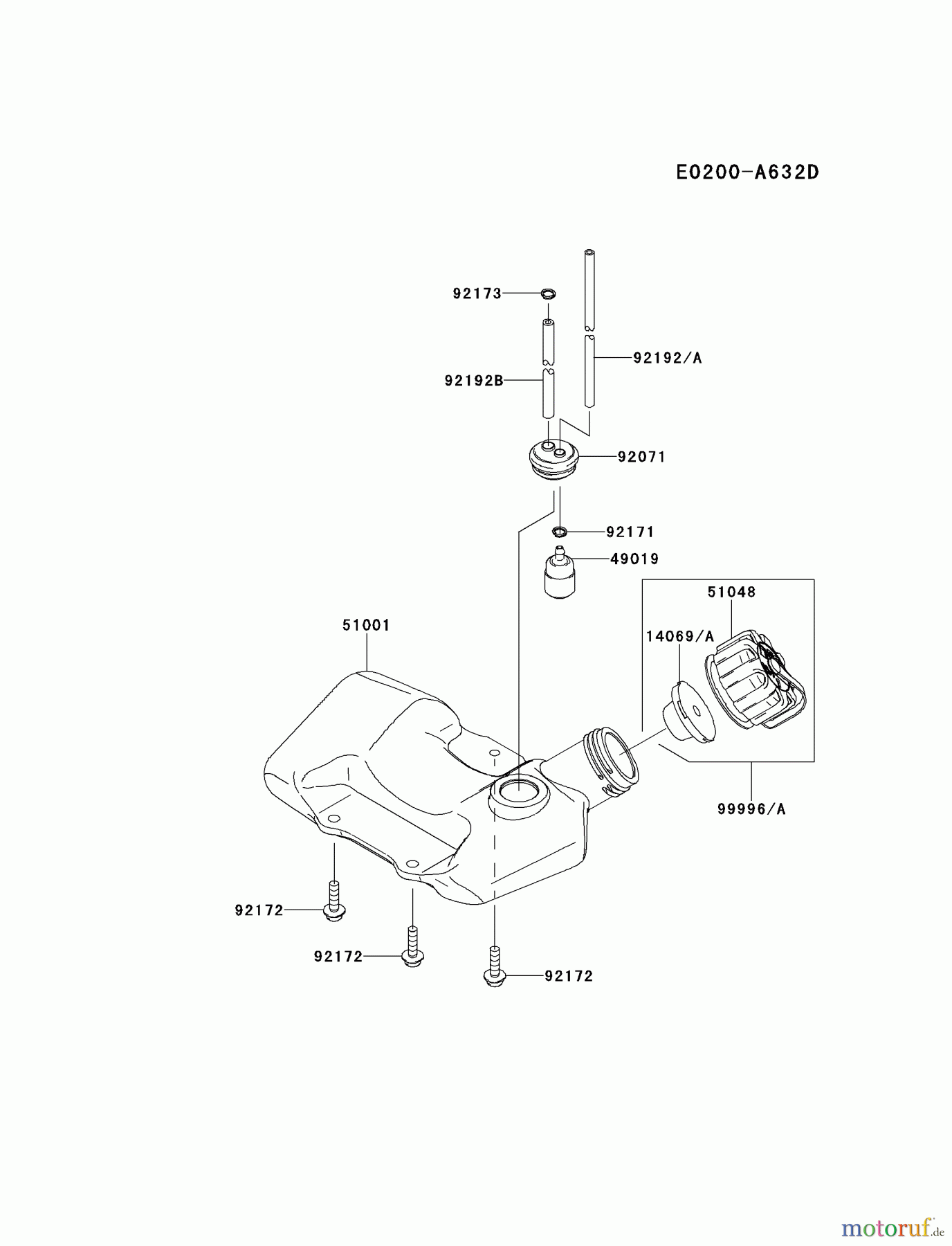  Kawasaki Geräte Trimmer, Faden / Bürste KTF27B-A4 (KTF27B) - Kawasaki Grass Trimmer FUEL-TANK/FUEL-VALVE