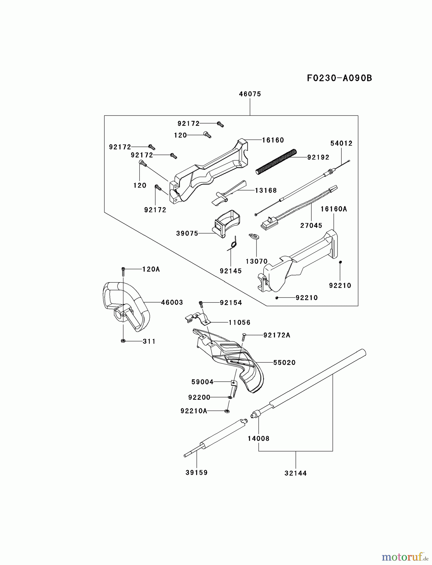  Kawasaki Geräte Trimmer, Faden / Bürste KTFR27A-A1 (KTFR27A) - Kawasaki Grass Trimmer PIPE/HANDLE/GUARD