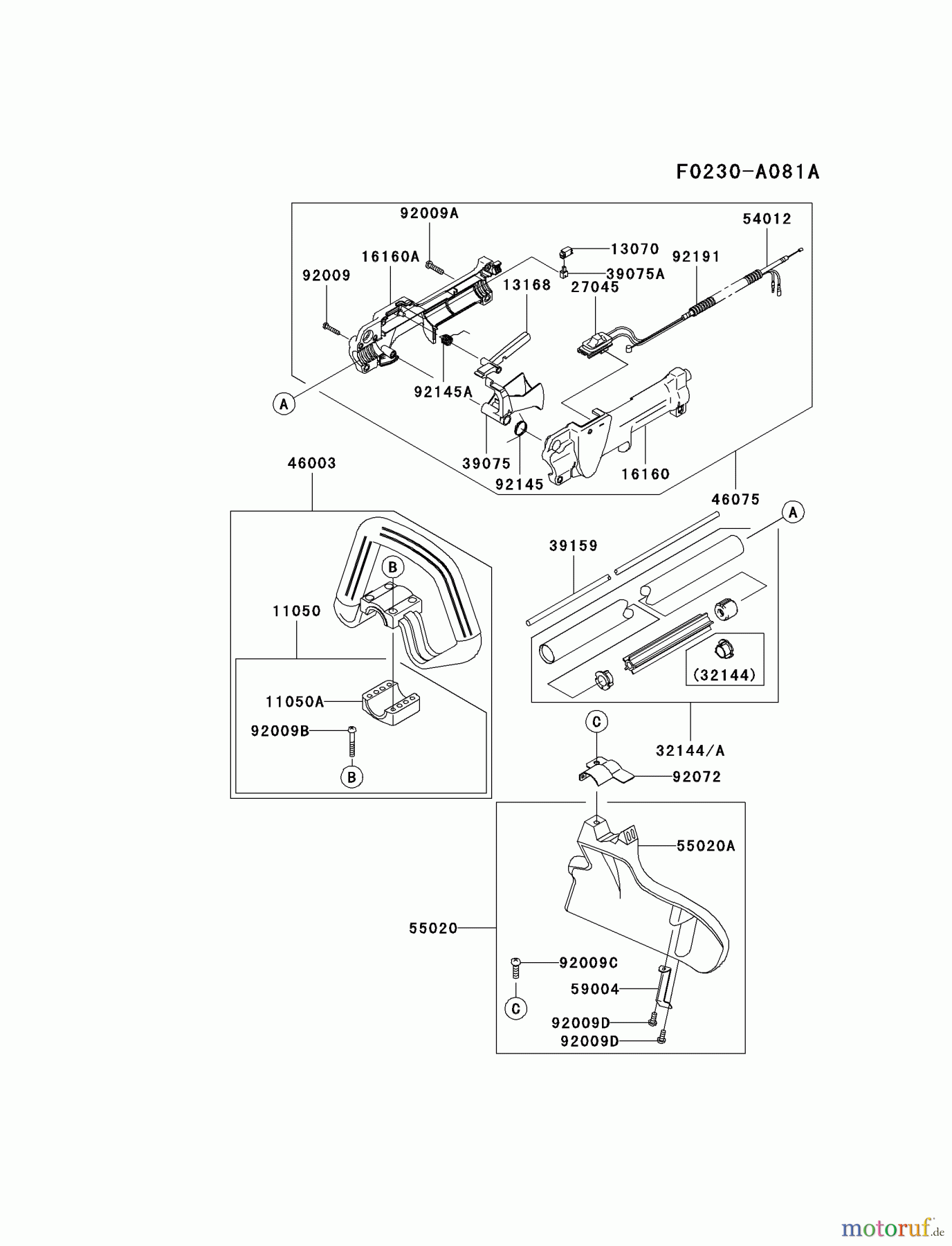  Kawasaki Geräte Trimmer, Faden / Bürste KTR26AC-A1 (KTR26AC) - Kawasaki Grass Trimmer PIPE/HANDLE/GUARD