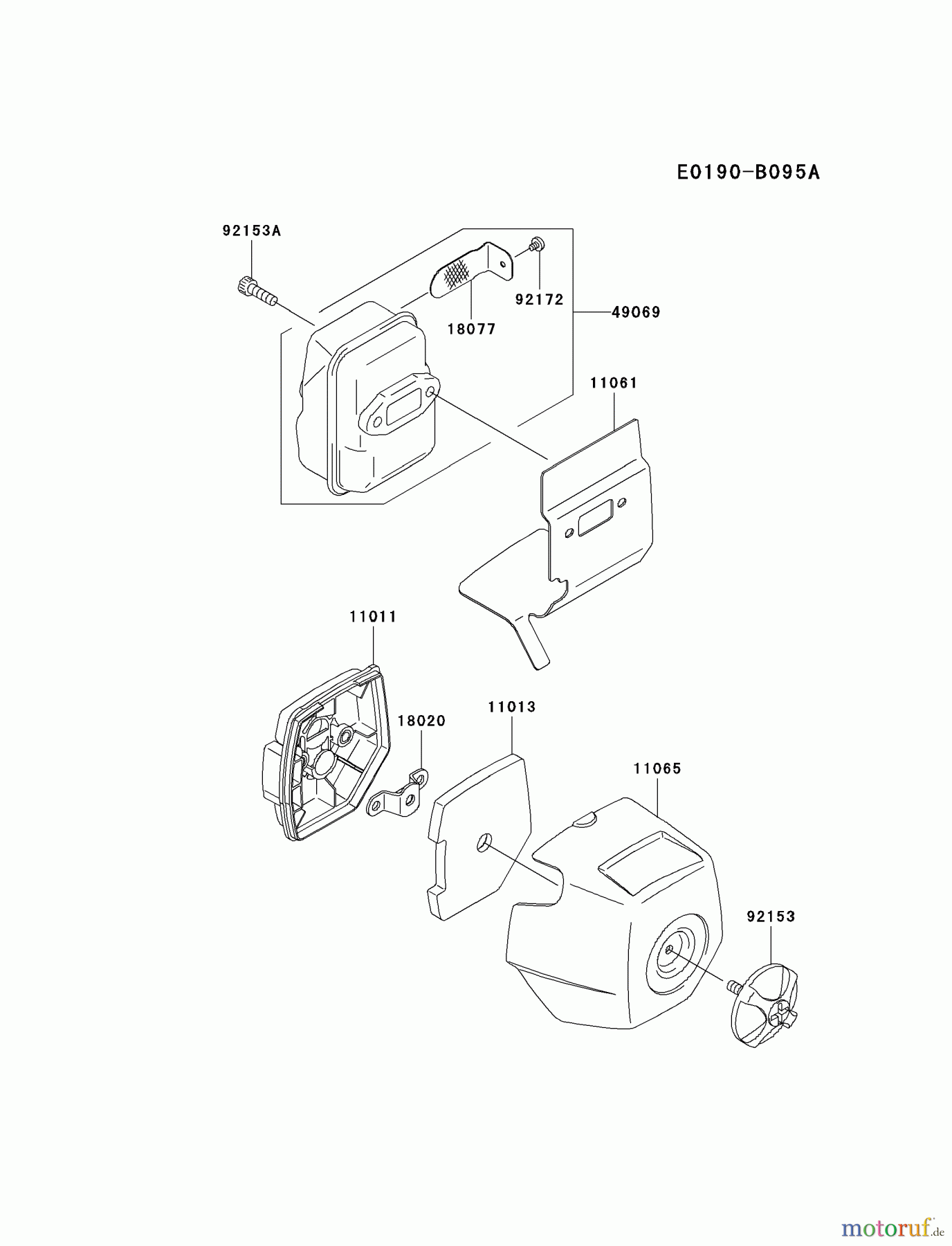  Kawasaki Geräte Trimmer, Faden / Bürste KBL27C-A1 (KBL27C) - Kawasaki Brush Cutter AIR-FILTER/MUFFLER