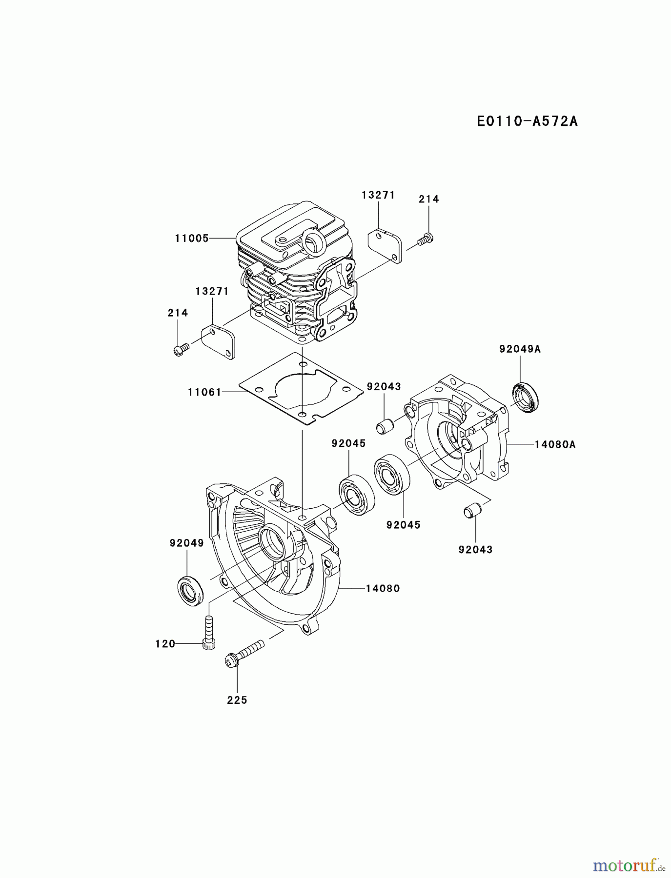  Kawasaki Geräte Bläser / Sauger / Häcksler / Zerkleinerer KRH300AC-A1 (KRH300AC) - Kawasaki Handheld Blower CYLINDER/CRANKCASE