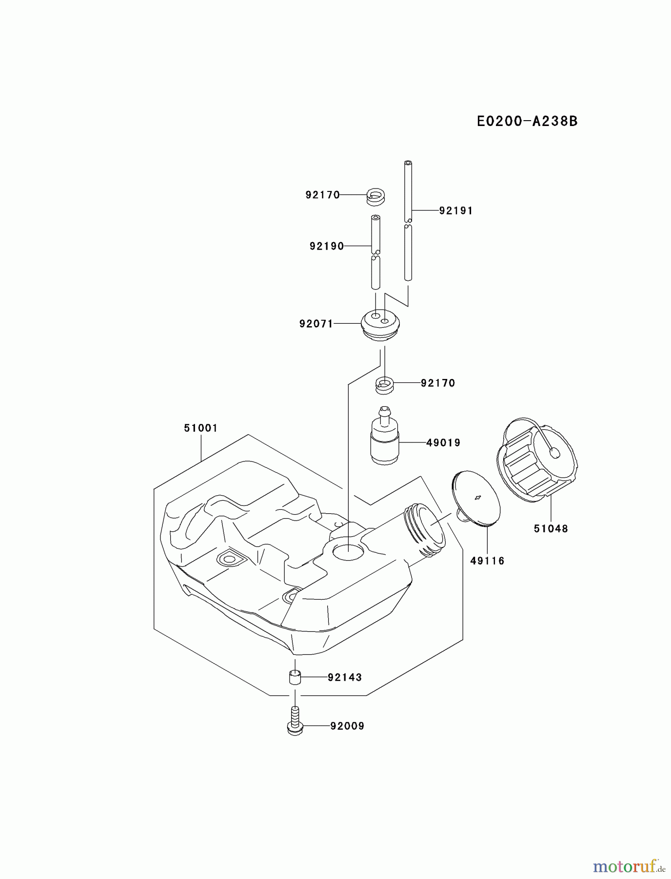  Kawasaki Geräte Kantenschneider HE026A-AS00 (KEL26A) - Kawasaki Edger FUEL-TANK/FUEL-VALVE