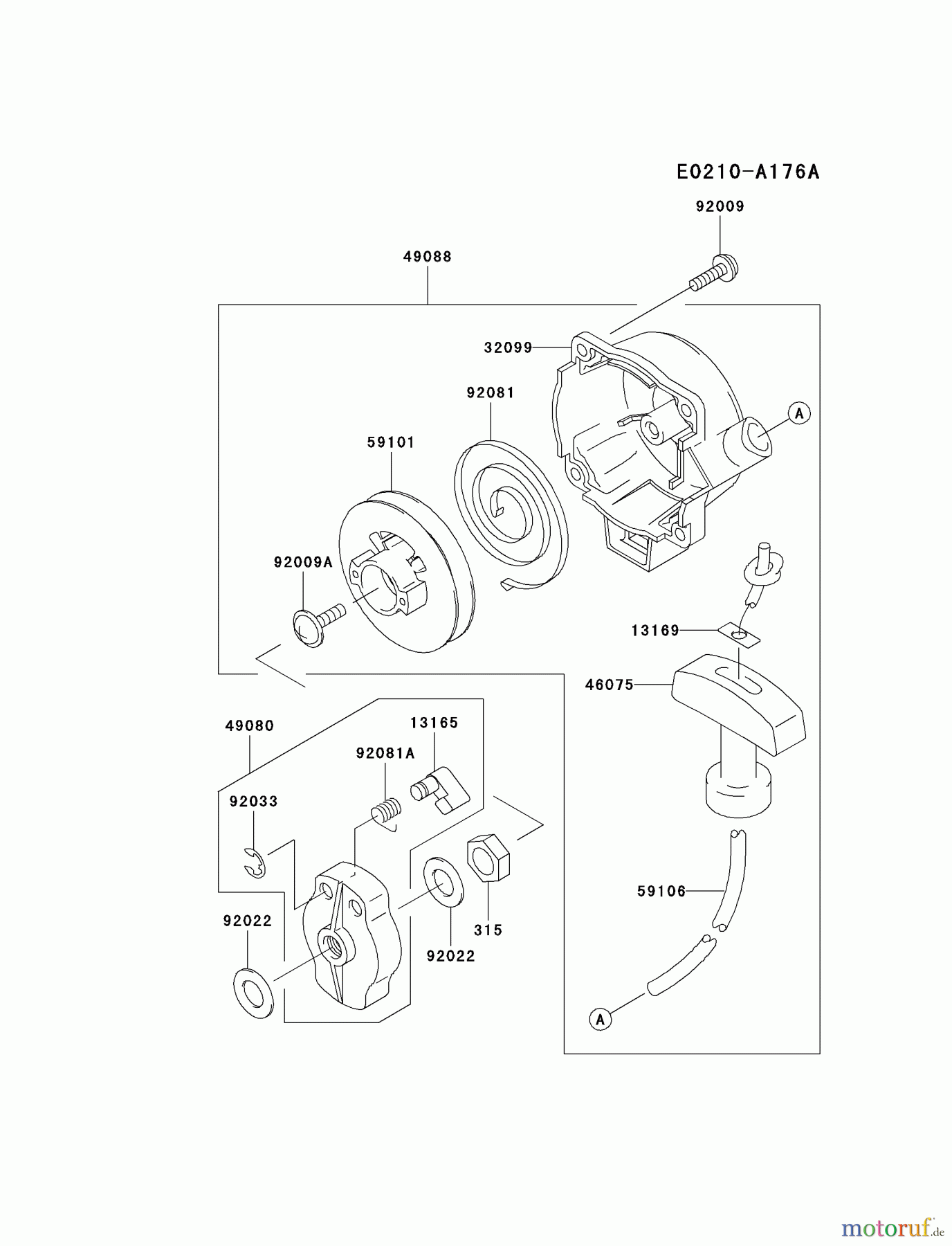  Kawasaki Geräte Trimmer, Faden / Bürste HA023F-BS01 (KBL23A) - Kawasaki Brush Cutter STARTER