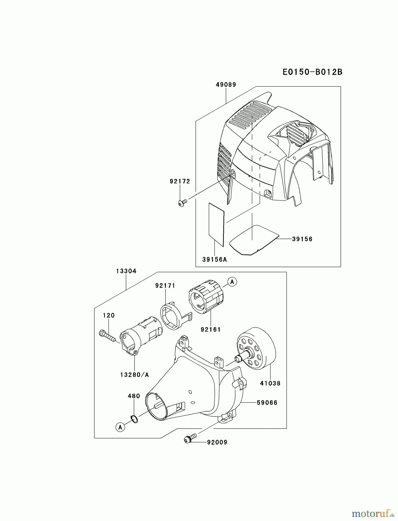  Kawasaki Geräte Trimmer, Faden / Bürste HA027X-AS00 (KGT27C) - Kawasaki Grass Trimmer COOLING-EQUIPMENT