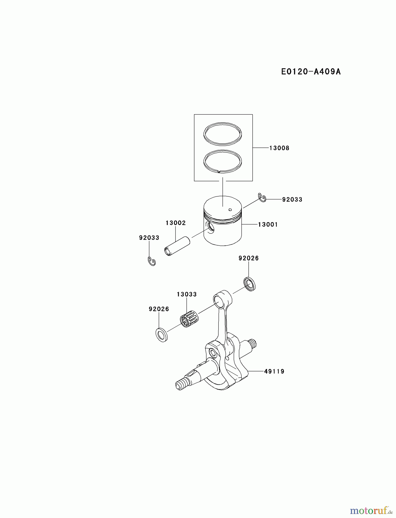  Kawasaki Geräte Kantenschneider KEL27B-A5 (KEL27B) - Kawasaki Edger PISTON/CRANKSHAFT