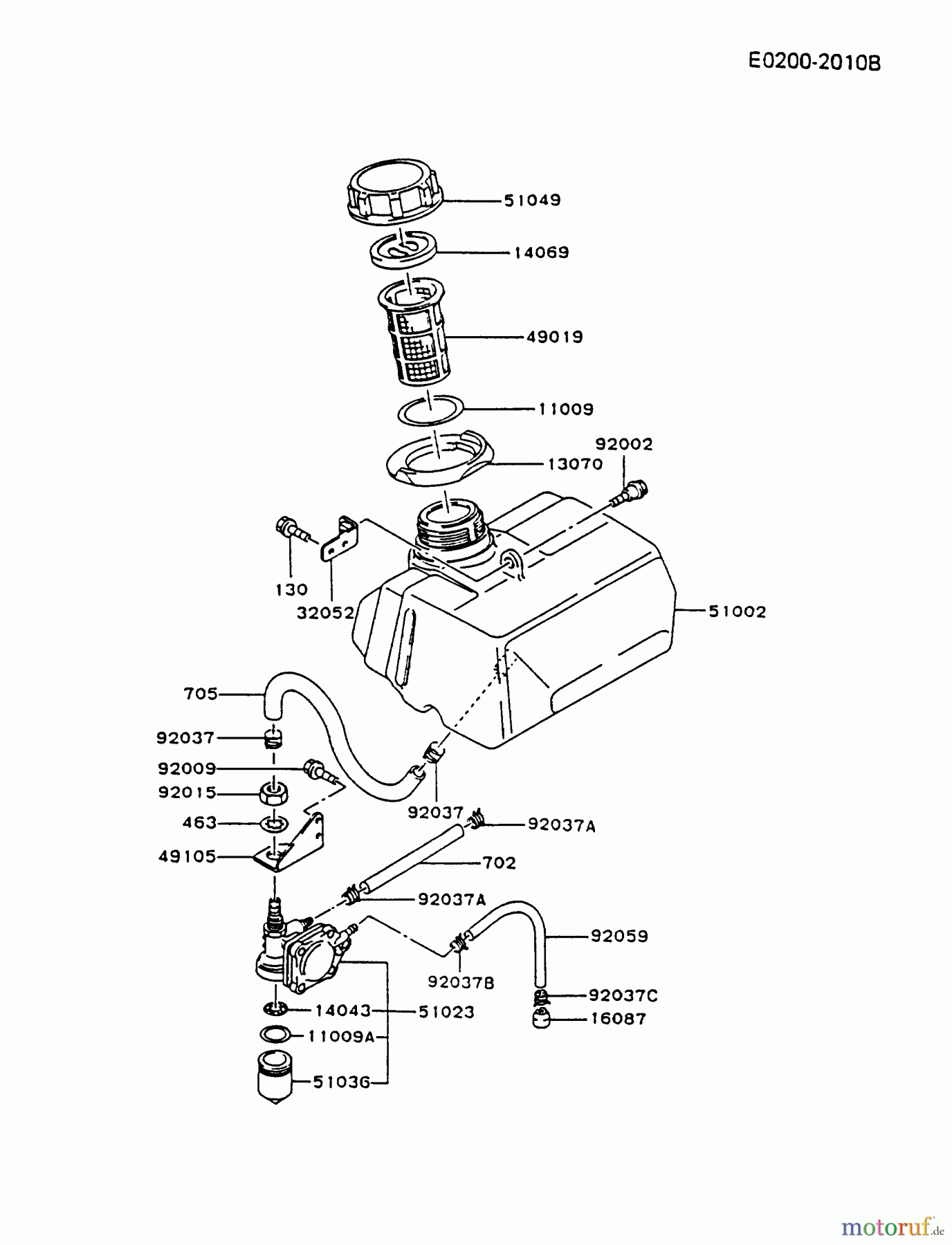  Kawasaki Geräte Stromerzeuger GA550A-BS00 (GA550A) - Kawasaki Generator FUEL-TANK/FUEL-VALVE