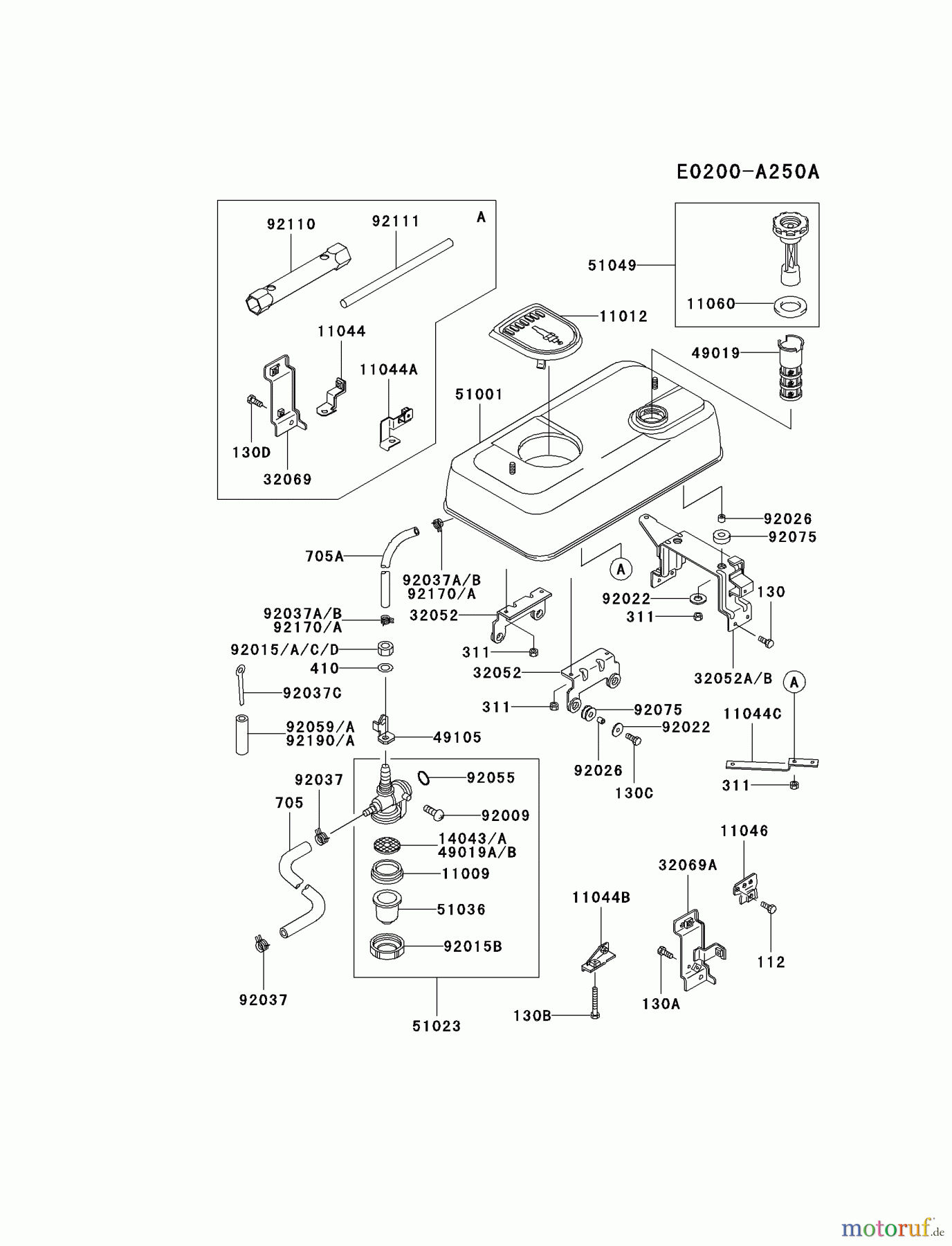  Kawasaki Geräte Stromerzeuger GAT00A-CS00 (GA1000A) - Kawasaki Generator FUEL-TANK/FUEL-VALVE #2