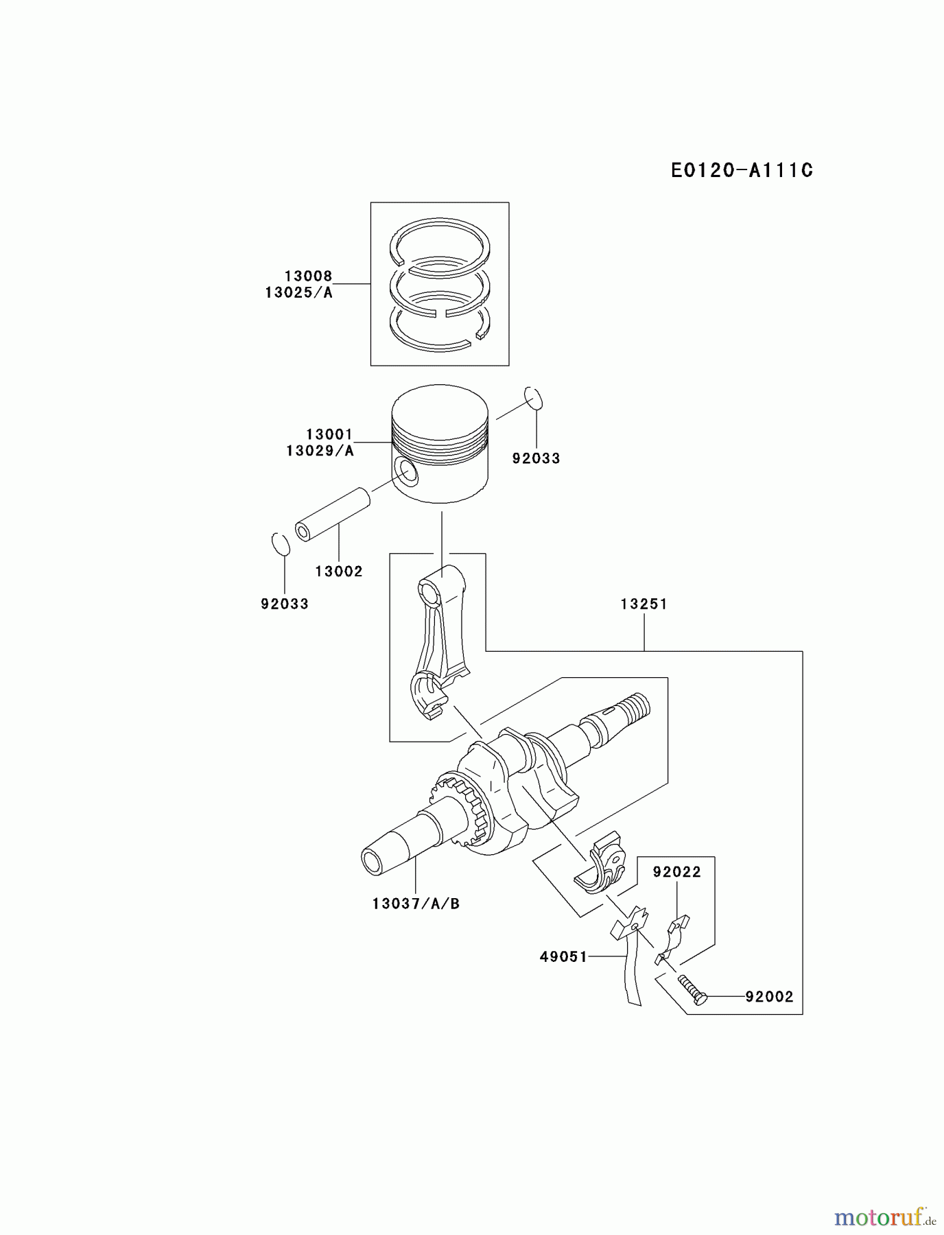  Kawasaki Geräte Stromerzeuger GAT00A-CS00 (GA1000A) - Kawasaki Generator PISTON/CRANKSHAFT