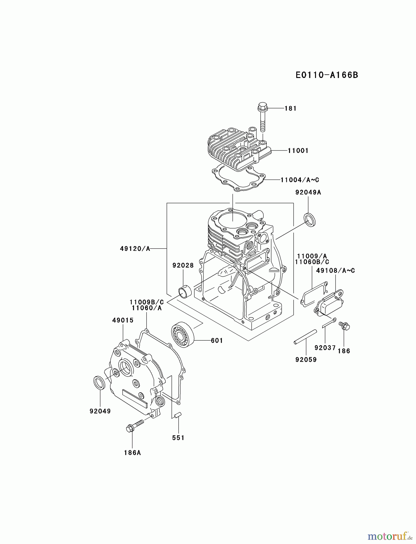  Kawasaki Geräte Stromerzeuger GAT00A-CS00 (GA1000A) - Kawasaki Generator CYLINDER/CRANKCASE