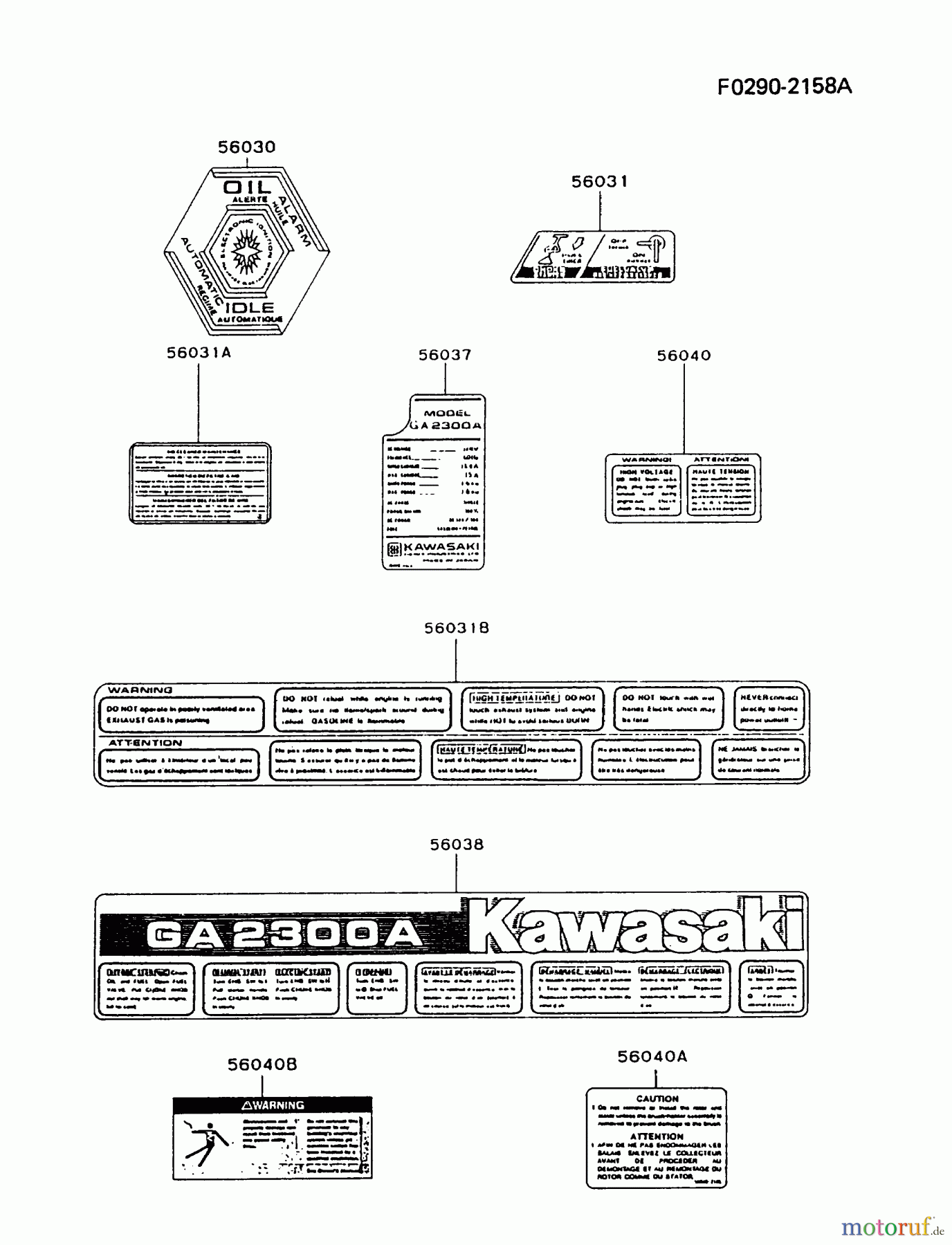  Kawasaki Geräte Stromerzeuger GAW30A-CS00 (GA2300A) - Kawasaki Generator LABEL