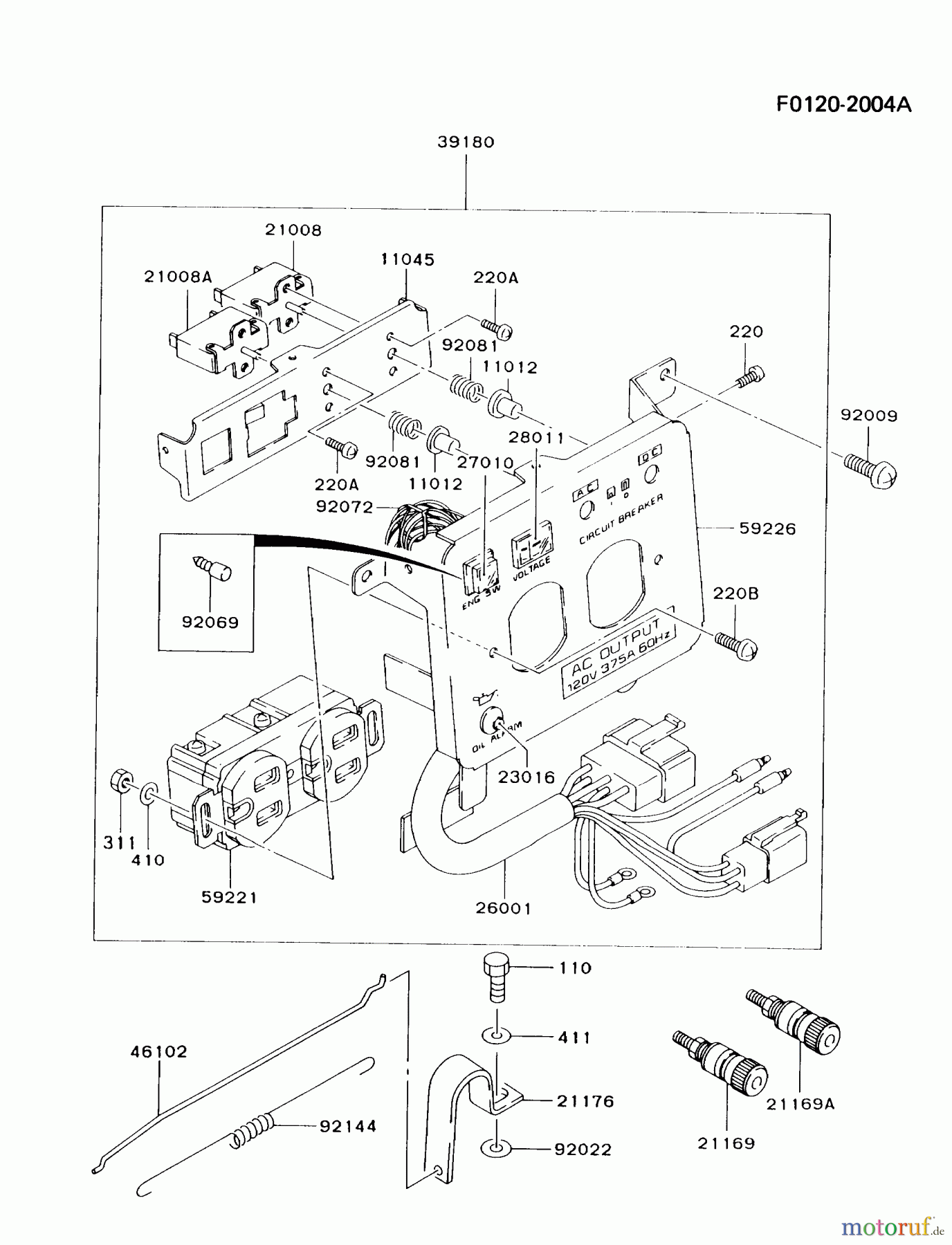  Kawasaki Geräte Stromerzeuger GD550A-BS00 (GD550A) - Kawasaki Generator CONTROL-PANEL