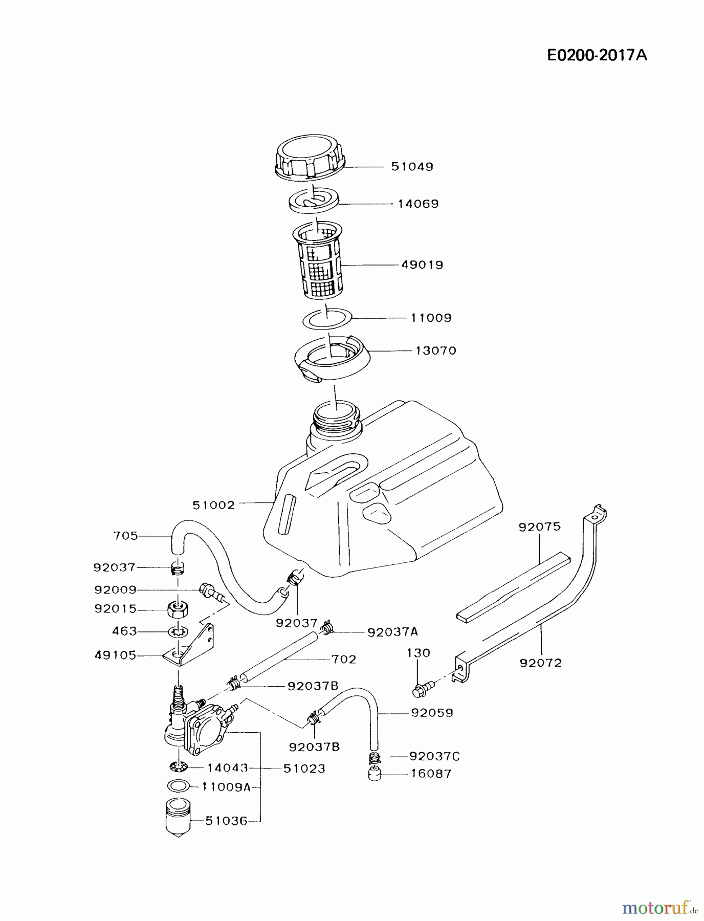  Kawasaki Geräte Stromerzeuger GD700A-AS00 (GD700A) - Kawasaki Generator FUEL-TANK/FUEL-VALVE