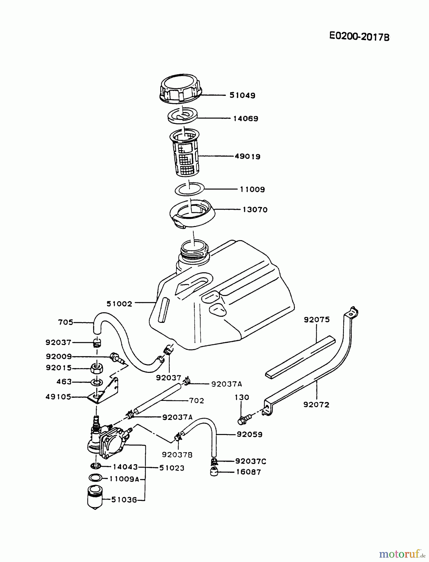  Kawasaki Geräte Stromerzeuger GD700A-BS01 (GD700A) - Kawasaki Generator FUEL-TANK/FUEL-VALVE