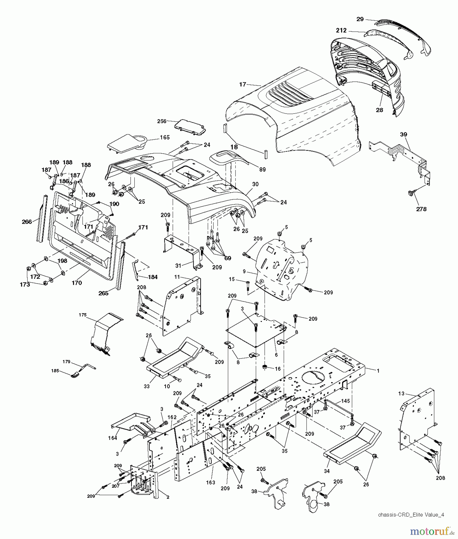  Poulan / Weed Eater Rasen und Gartentraktoren 12597RB (96061034100) - Poulan Pro Lawn Tractor (2011-12) CHASSIS ENCLOSURES