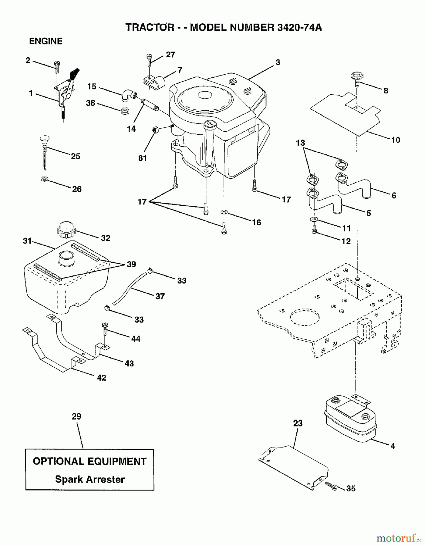  Poulan / Weed Eater Rasen und Gartentraktoren 342074A - Poulan Lawn Tractor (2006-10) ENGINE