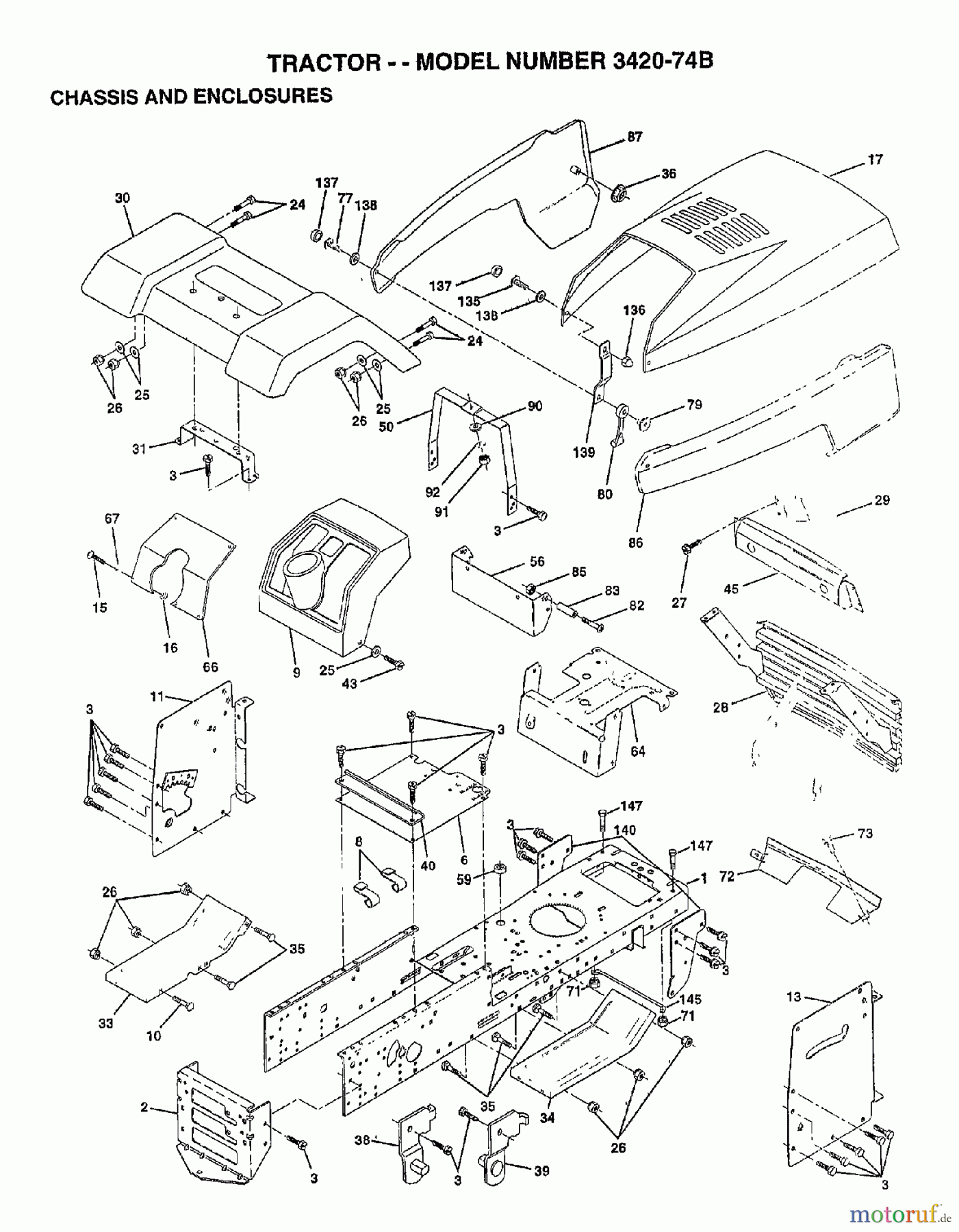  Poulan / Weed Eater Rasen und Gartentraktoren 342074B - Poulan Lawn Tractor (2006-10) CHASSIS ENCLOSURES