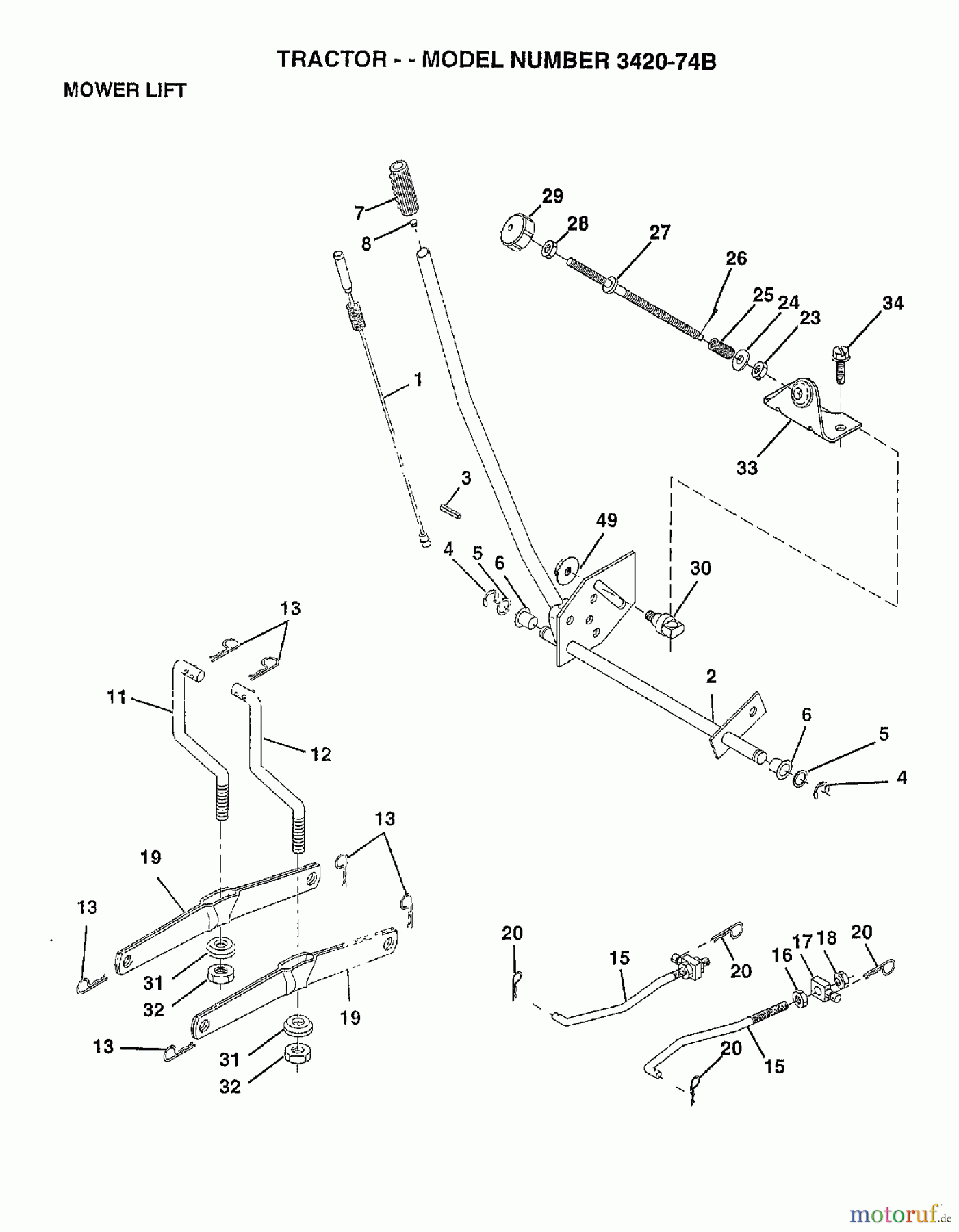  Poulan / Weed Eater Rasen und Gartentraktoren 342074B - Poulan Lawn Tractor (2006-10) MOWER LIFT LEVER