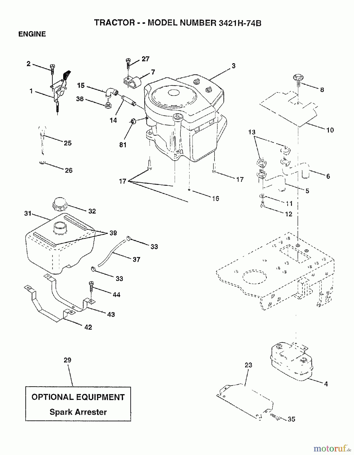  Poulan / Weed Eater Rasen und Gartentraktoren 3421H74B - Poulan Lawn Tractor (2006-10) ENGINE