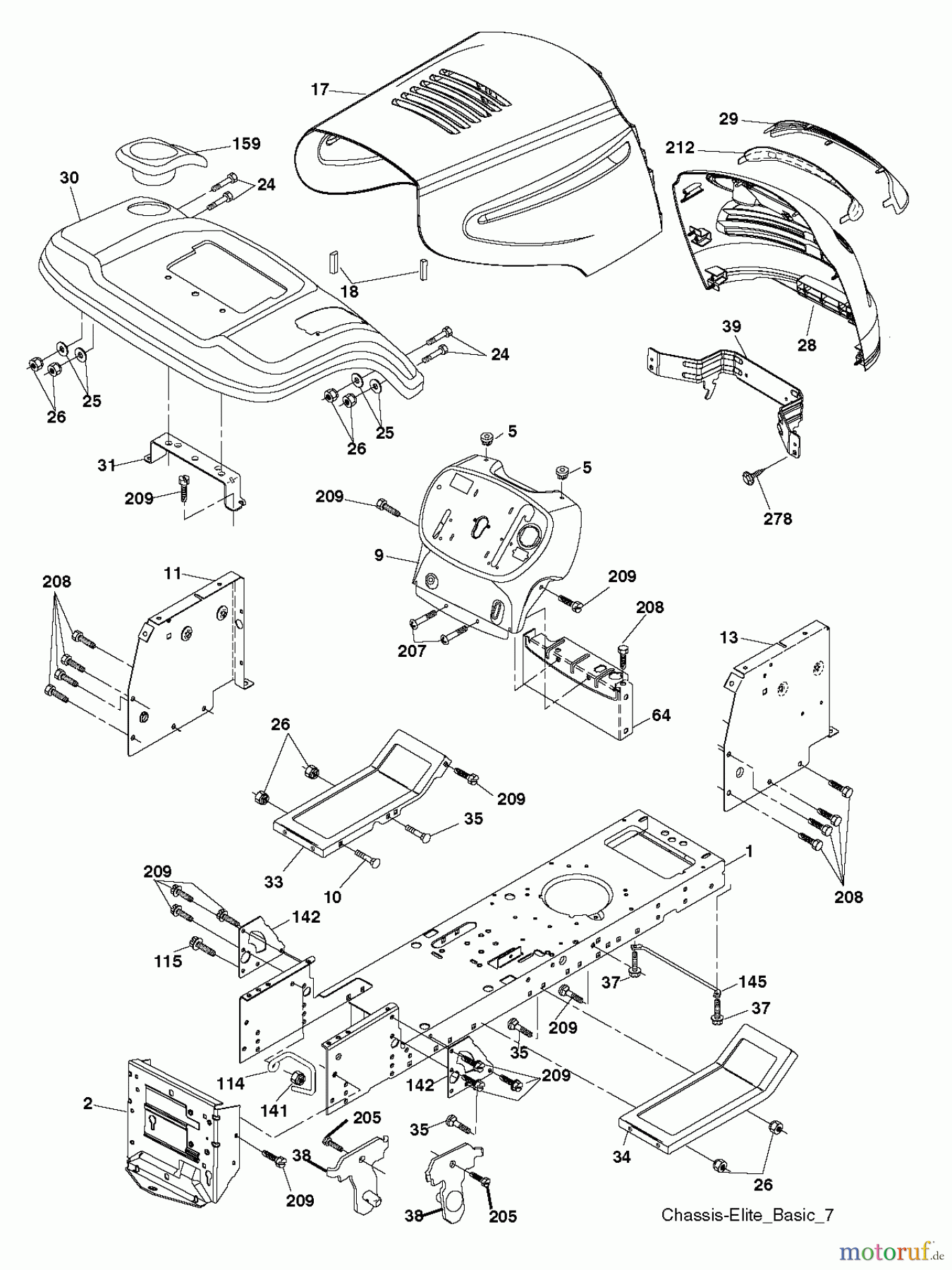  Poulan / Weed Eater Rasen und Gartentraktoren PB19542LT (96012012201) - Poulan Pro Lawn Tractor (2012-08) CHASSIS ENCLOSURES