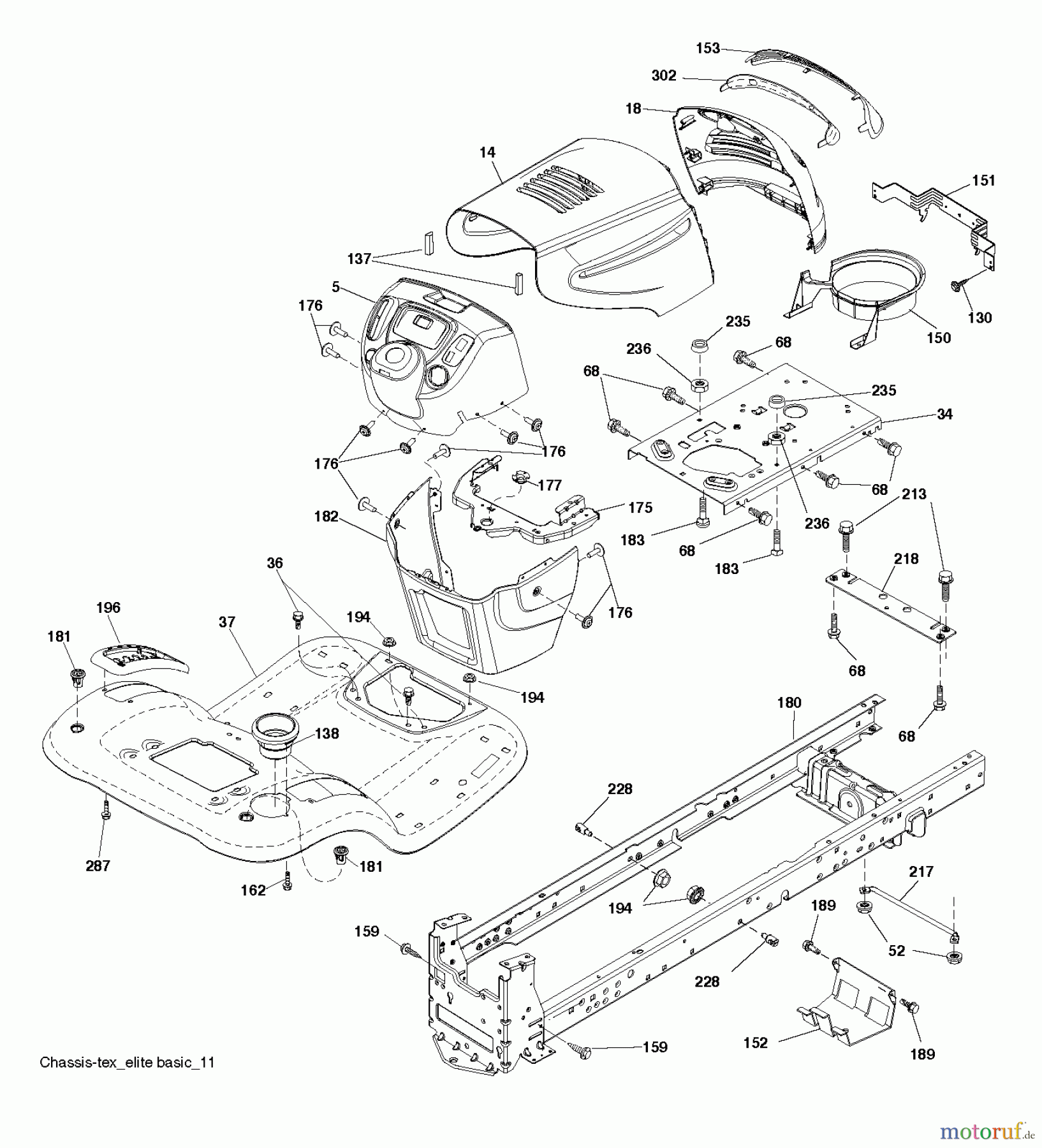  Poulan / Weed Eater Rasen und Gartentraktoren PB195H42LT (96042013601) - Poulan Pro Lawn Tractor (2011-07) CHASSIS ENCLOSURES