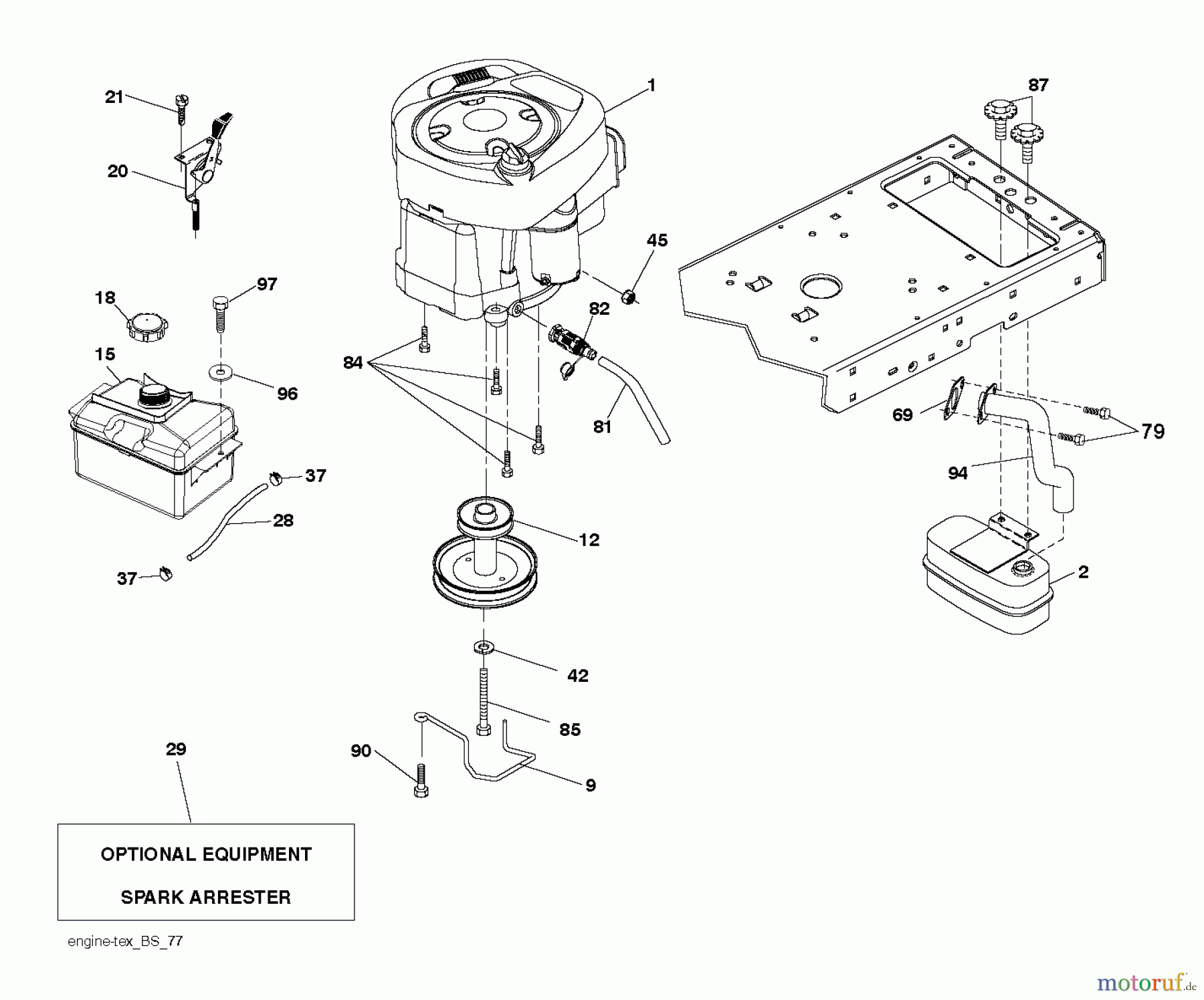  Poulan / Weed Eater Rasen und Gartentraktoren PB20A42LT (96048004900) - Poulan Pro Lawn Tractor (2012-11) ENGINE