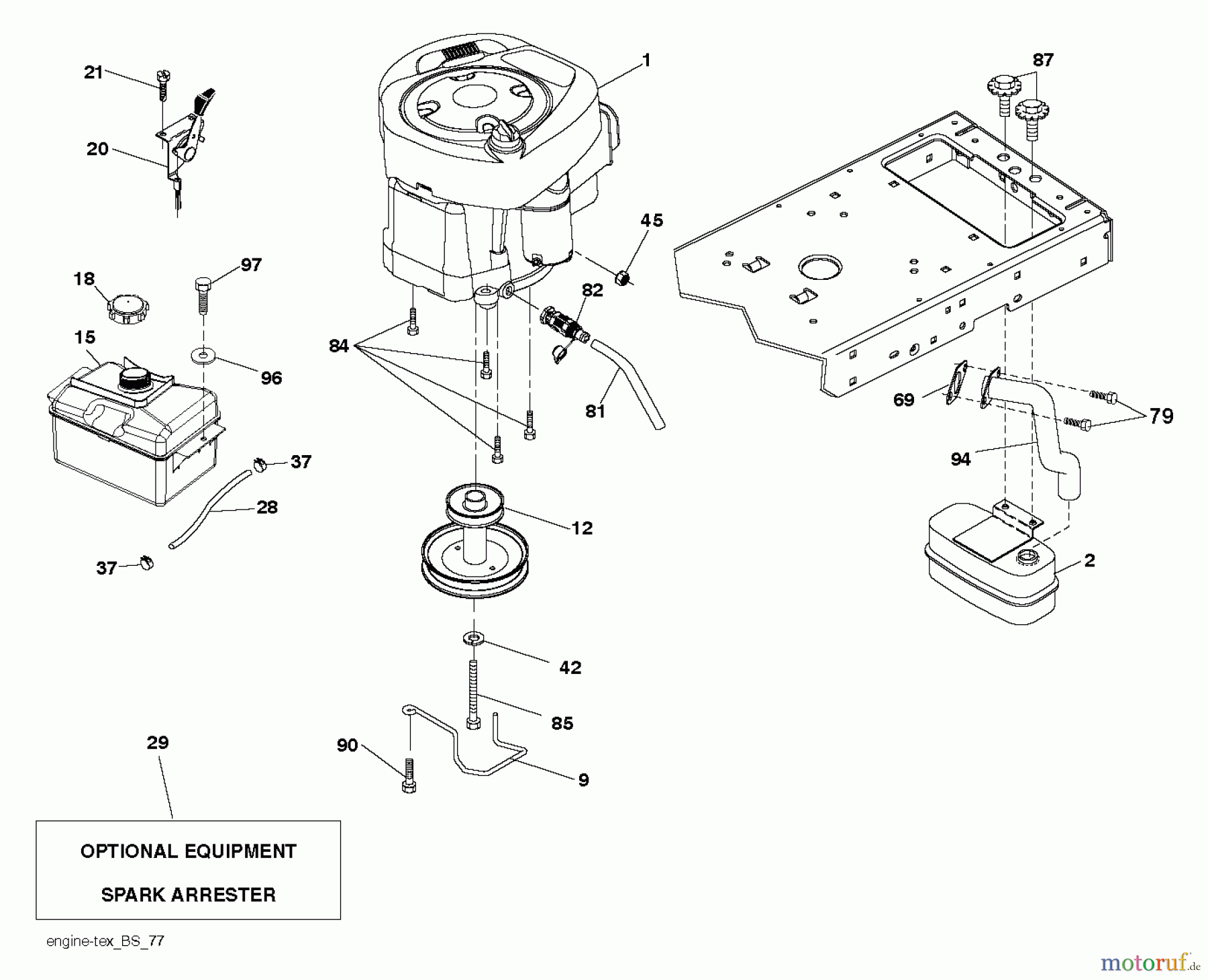  Poulan / Weed Eater Rasen und Gartentraktoren PB20A46LT (96048005001) - Poulan Pro Lawn Tractor (2013-01) ENGINE