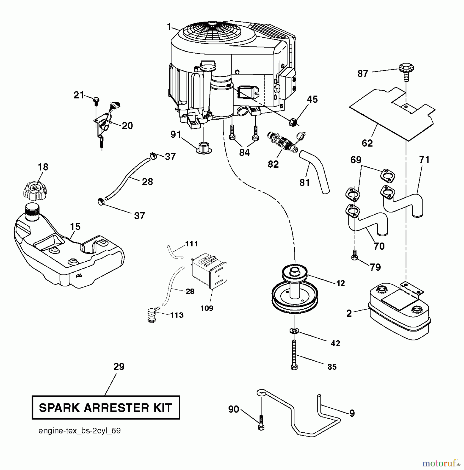  Poulan / Weed Eater Rasen und Gartentraktoren PB20H42YT (96042013700) - Poulan Pro Lawn Tractor (2010-11) ENGINE