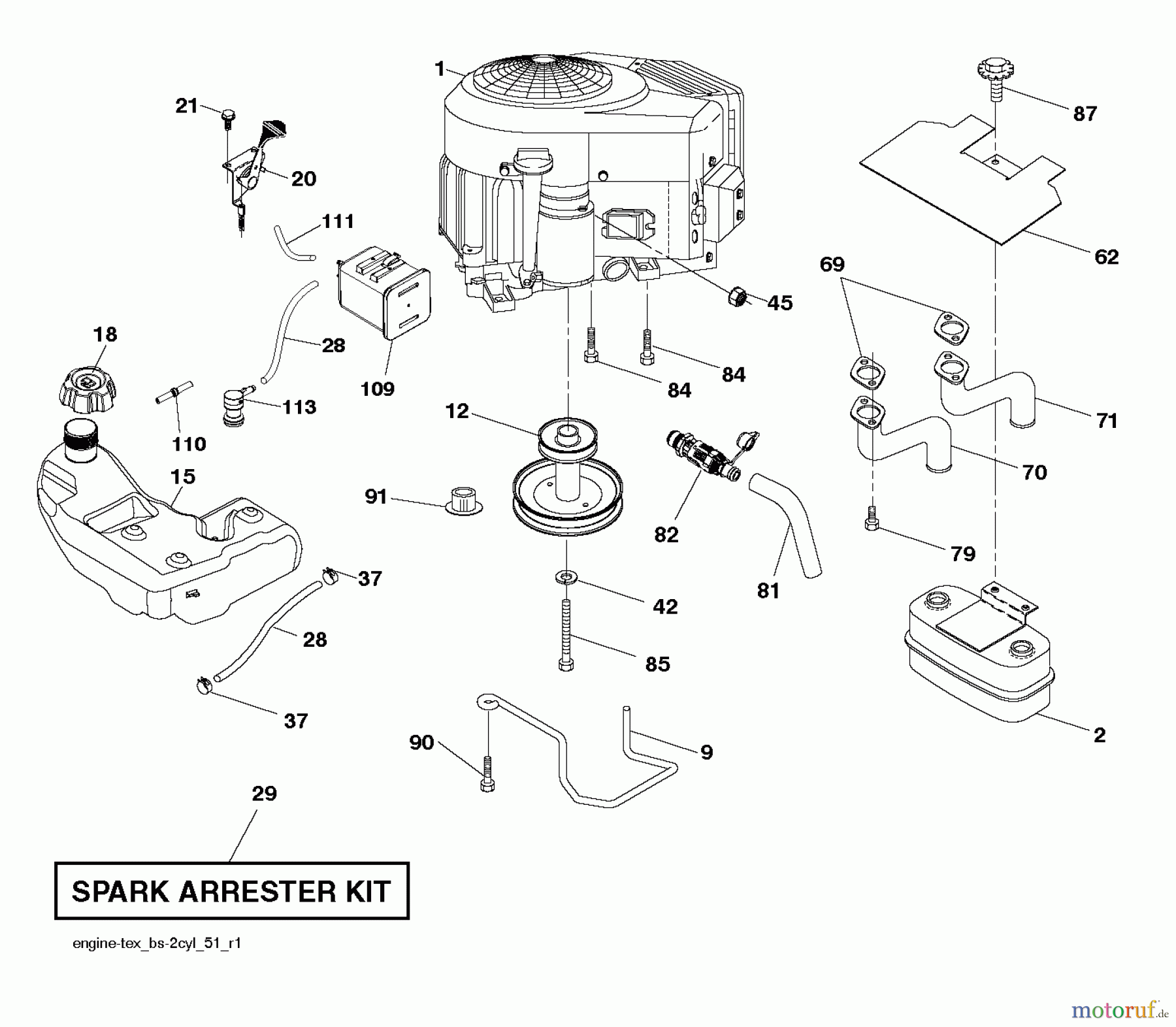  Poulan / Weed Eater Rasen und Gartentraktoren PB20H42YT (96042013701) - Poulan Pro Lawn Tractor (2011-07) ENGINE