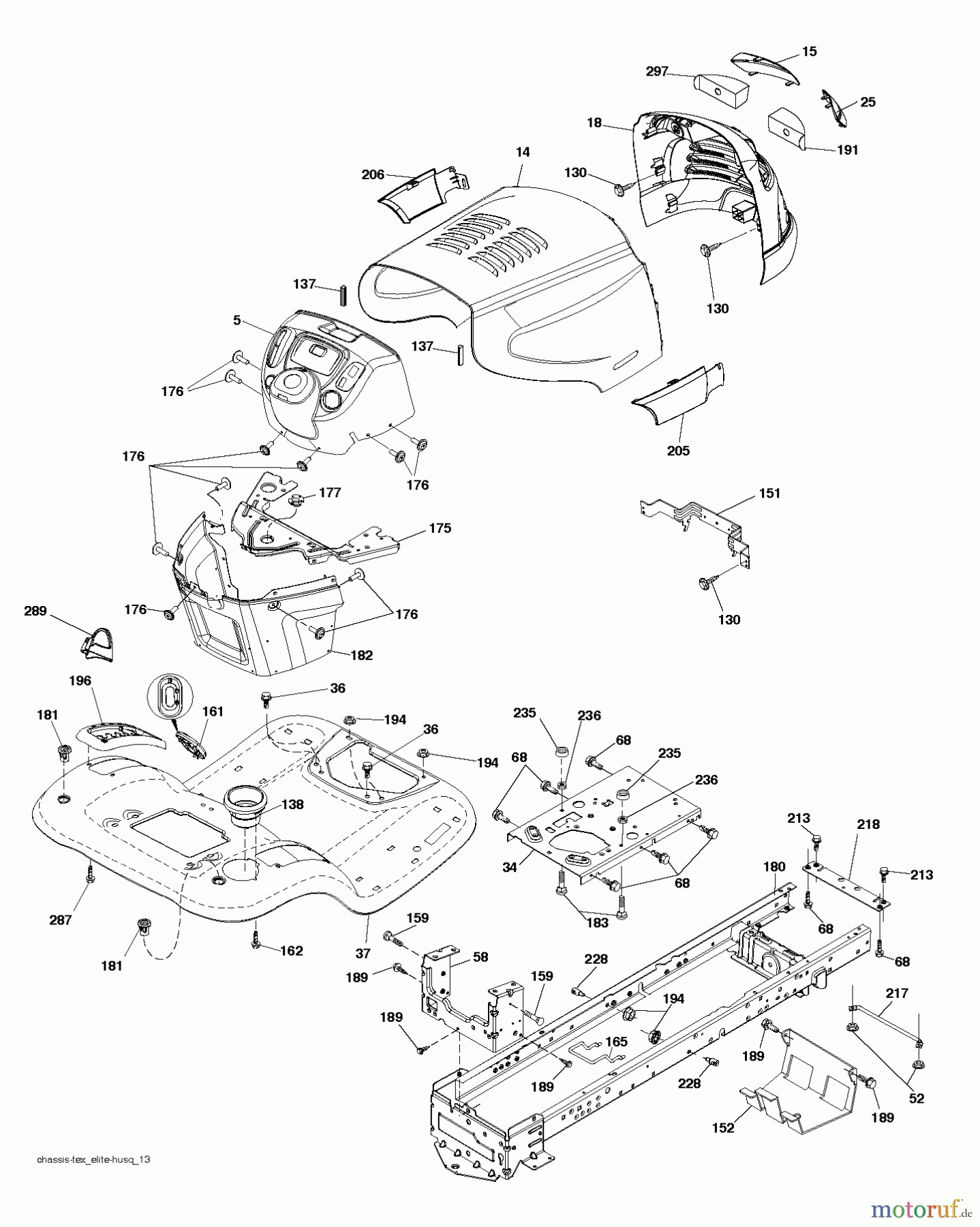  Poulan / Weed Eater Rasen und Gartentraktoren PB22H42YT (96048002900) - Poulan Pro Lawn Tractor (2012-01) CHASSIS / FRAME