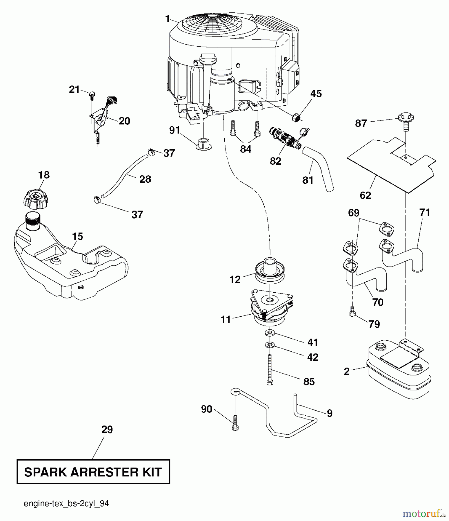  Poulan / Weed Eater Rasen und Gartentraktoren PB23H48LGT (96048005300) - Poulan Pro Lawn Tractor (2013-01) ENGINE