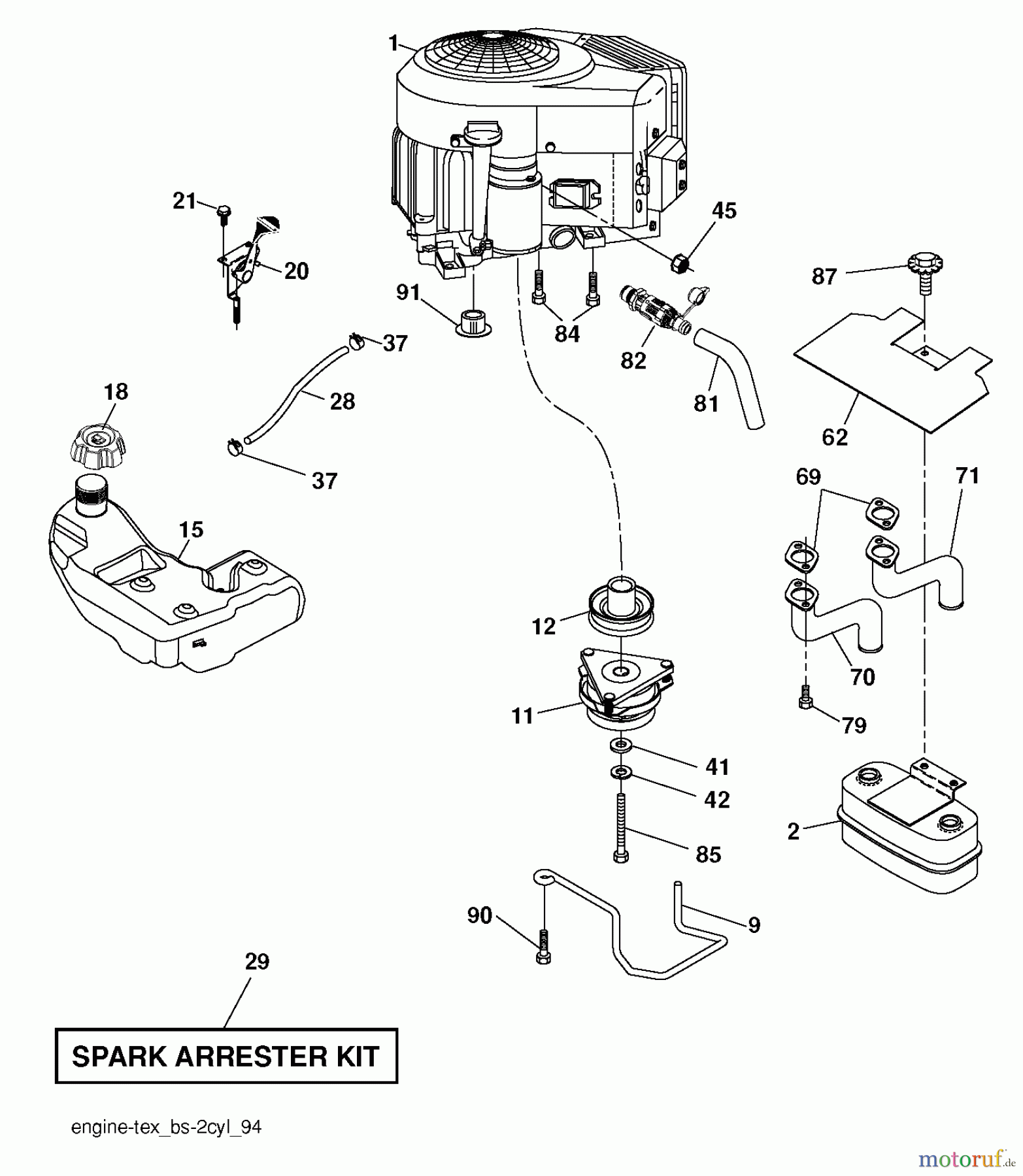  Poulan / Weed Eater Rasen und Gartentraktoren PB23H48YT (96042012603) - Poulan Pro Lawn Tractor (2012-10) ENGINE