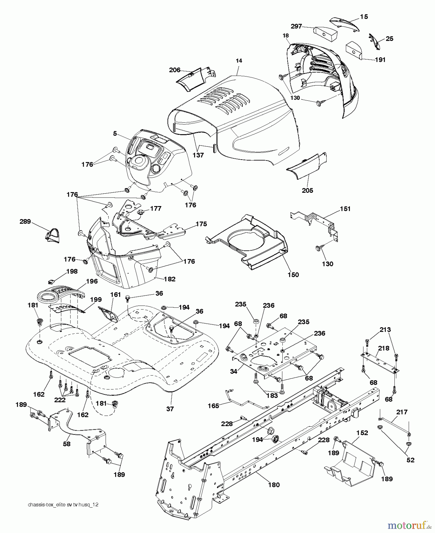  Poulan / Weed Eater Rasen und Gartentraktoren PBLGT26H54 (96042014001) - Poulan Pro Lawn Tractor (2012-08) CHASSIS / FRAME