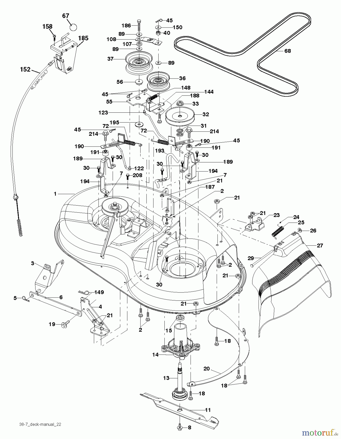  Poulan / Weed Eater Rasen und Gartentraktoren PO14538LT (96012012300) - Poulan Lawn Tractor (2011-08) MOWER DECK / CUTTING DECK