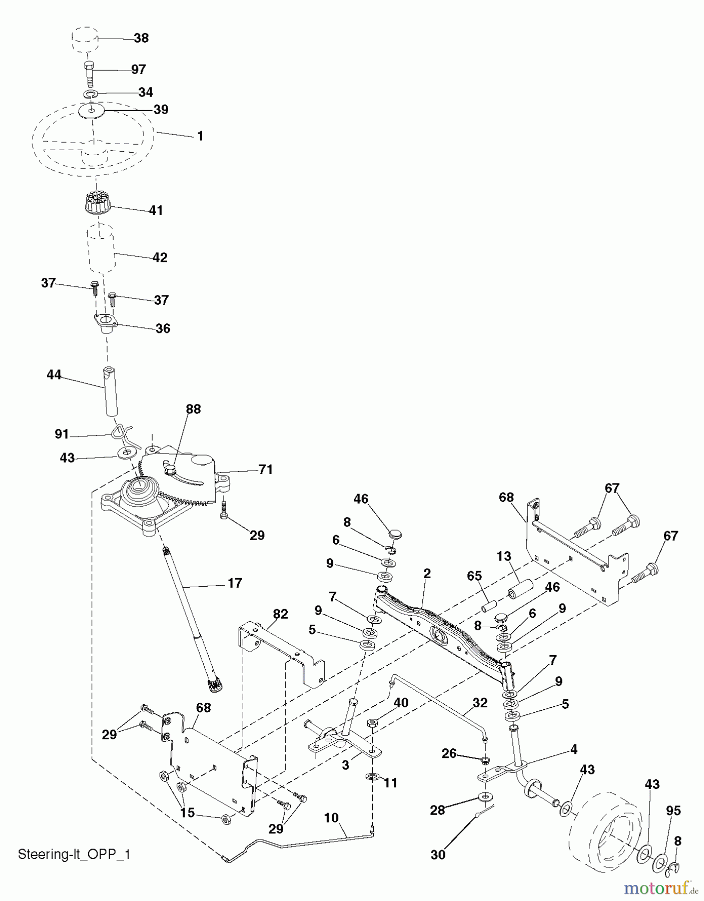  Poulan / Weed Eater Rasen und Gartentraktoren PO14538LT (96012012300) - Poulan Lawn Tractor (2011-08) STEERING