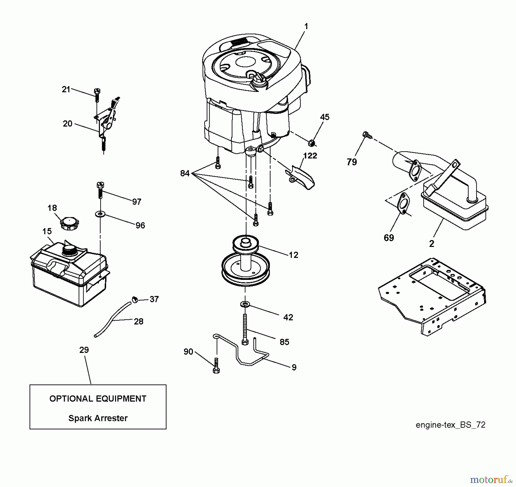  Poulan / Weed Eater Rasen und Gartentraktoren PO14538LT (96048004700) - Poulan Lawn Tractor (2012-11) ENGINE