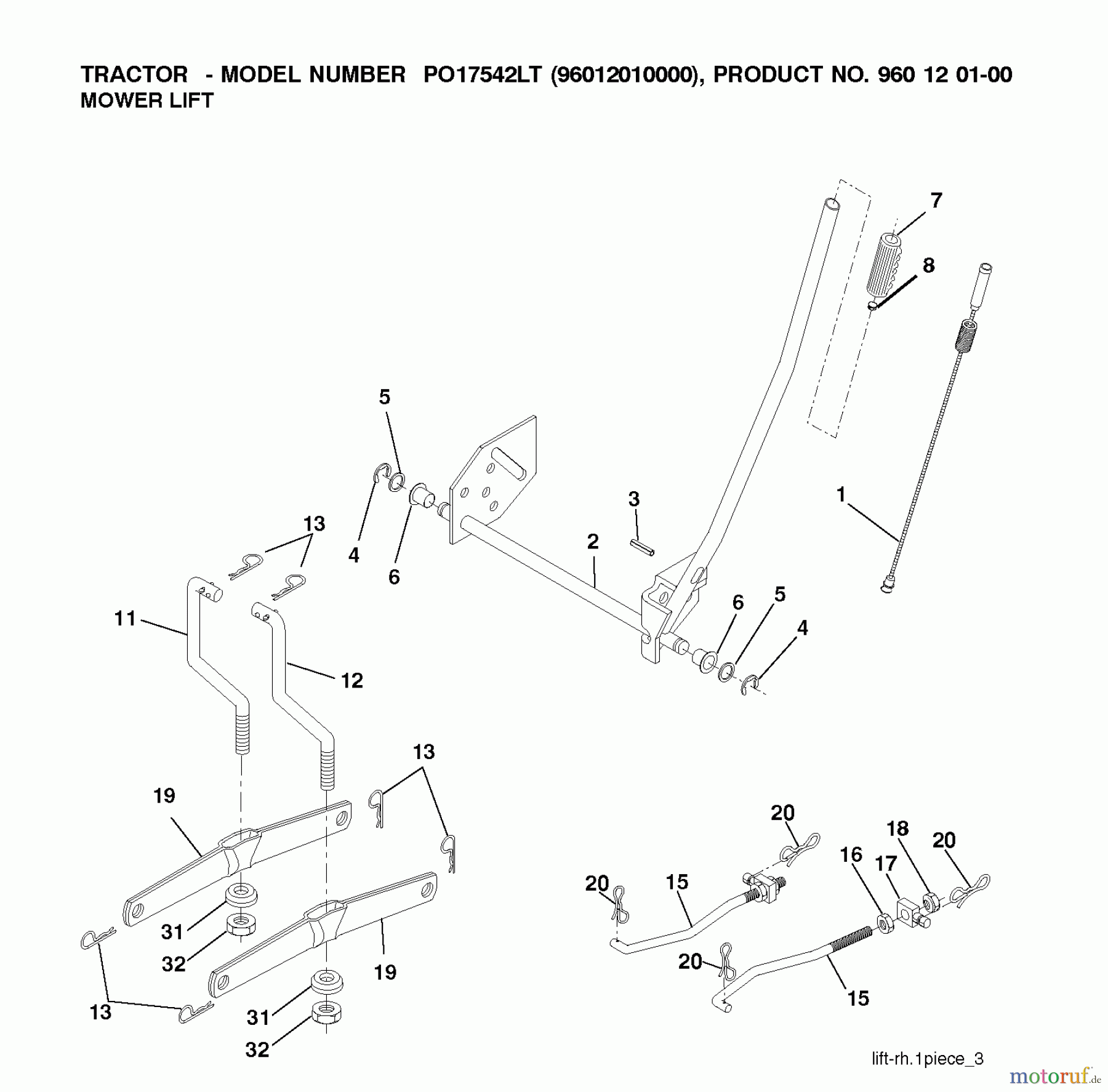  Poulan / Weed Eater Rasen und Gartentraktoren PO14542LT (96012011200) - Poulan Lawn Tractor (2010-09) MOWER LIFT LEVER