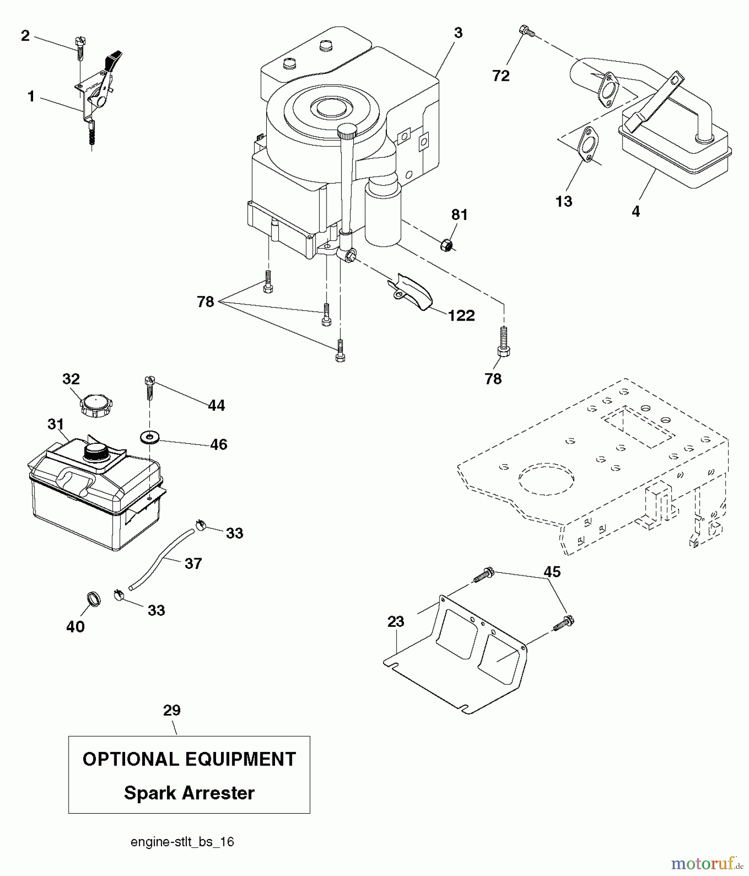  Poulan / Weed Eater Rasen und Gartentraktoren PO15538LT (96018000501) - Poulan Lawn Tractor (2011-08) ENGINE