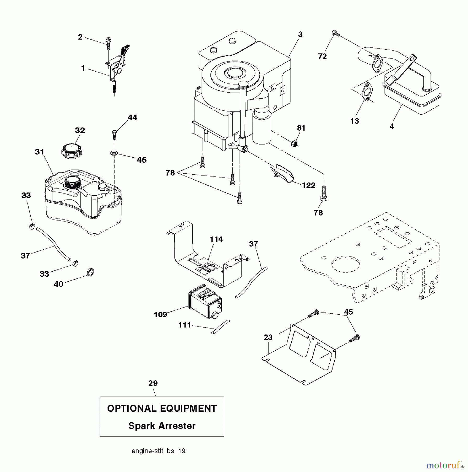  Poulan / Weed Eater Rasen und Gartentraktoren PB17542LT (96012012600) - Poulan Pro Lawn Tractor (2012-08) ENGINE