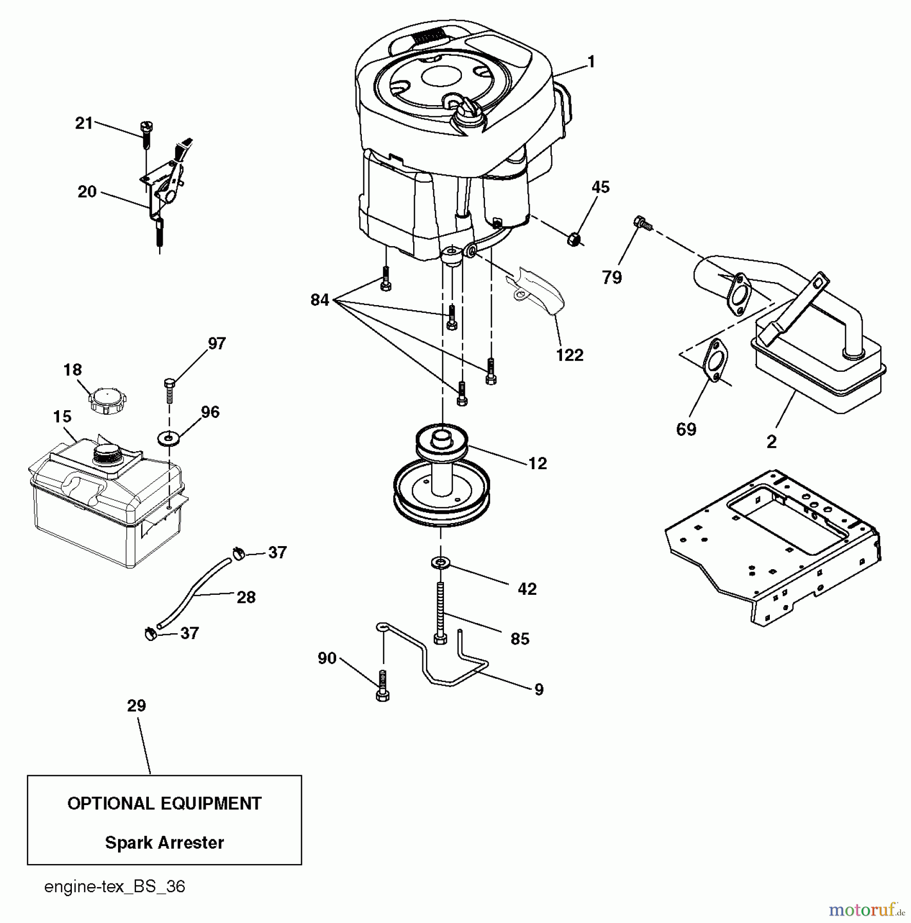  Poulan / Weed Eater Rasen und Gartentraktoren PB175A42LT (96048003700) - Poulan Pro Lawn Tractor (2012-02) ENGINE